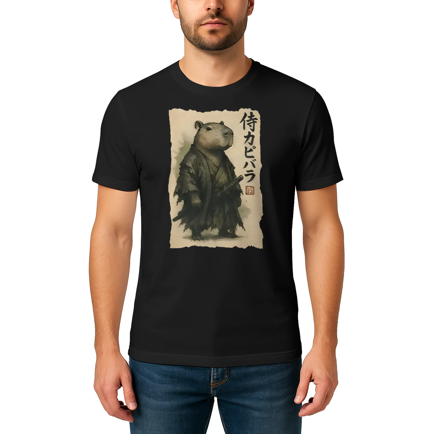 Samurai Capybara Funny Capybara Japanese Animal T Shirt CAB0728