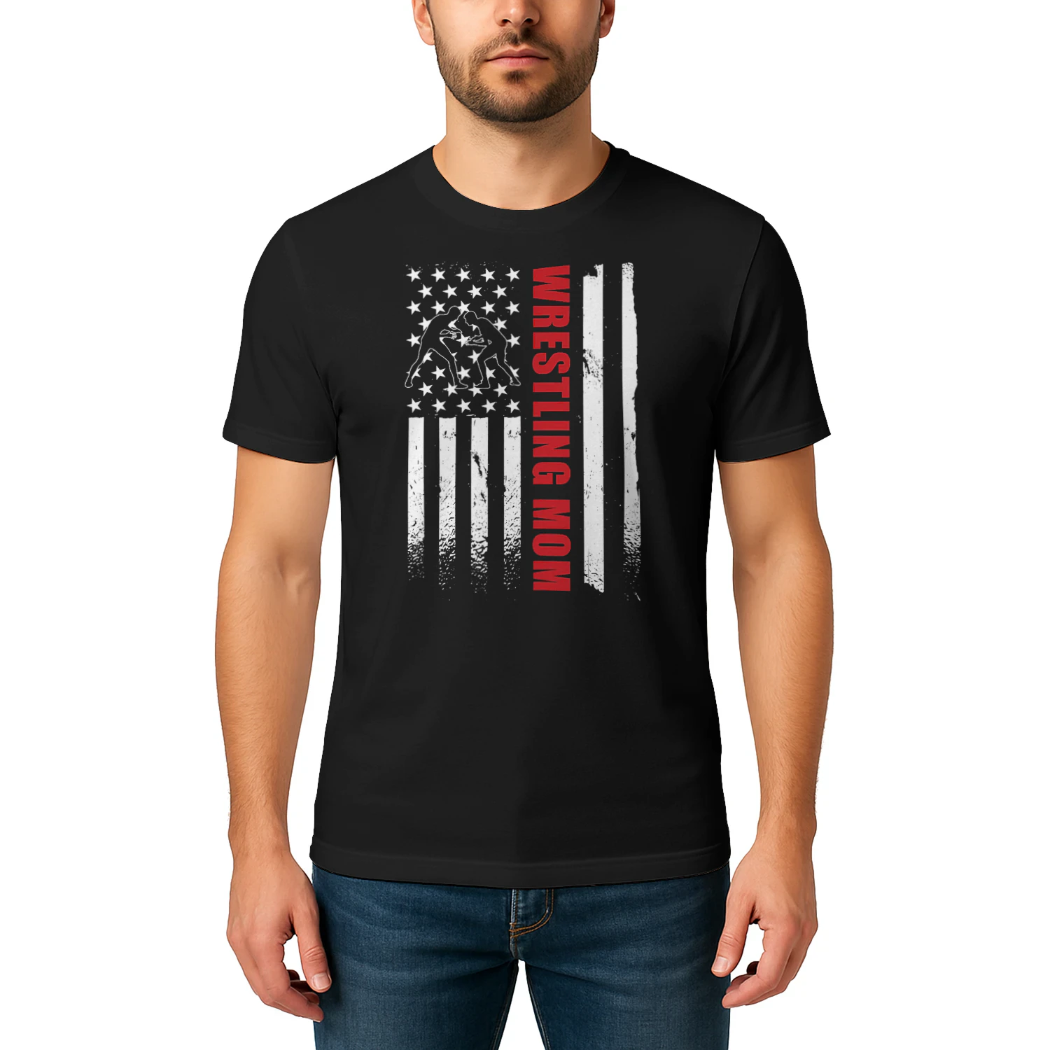Wrestling Mom Apparel Mothers Day Us Flag Wrestling Mama Wrestling T Shirt WRT0529