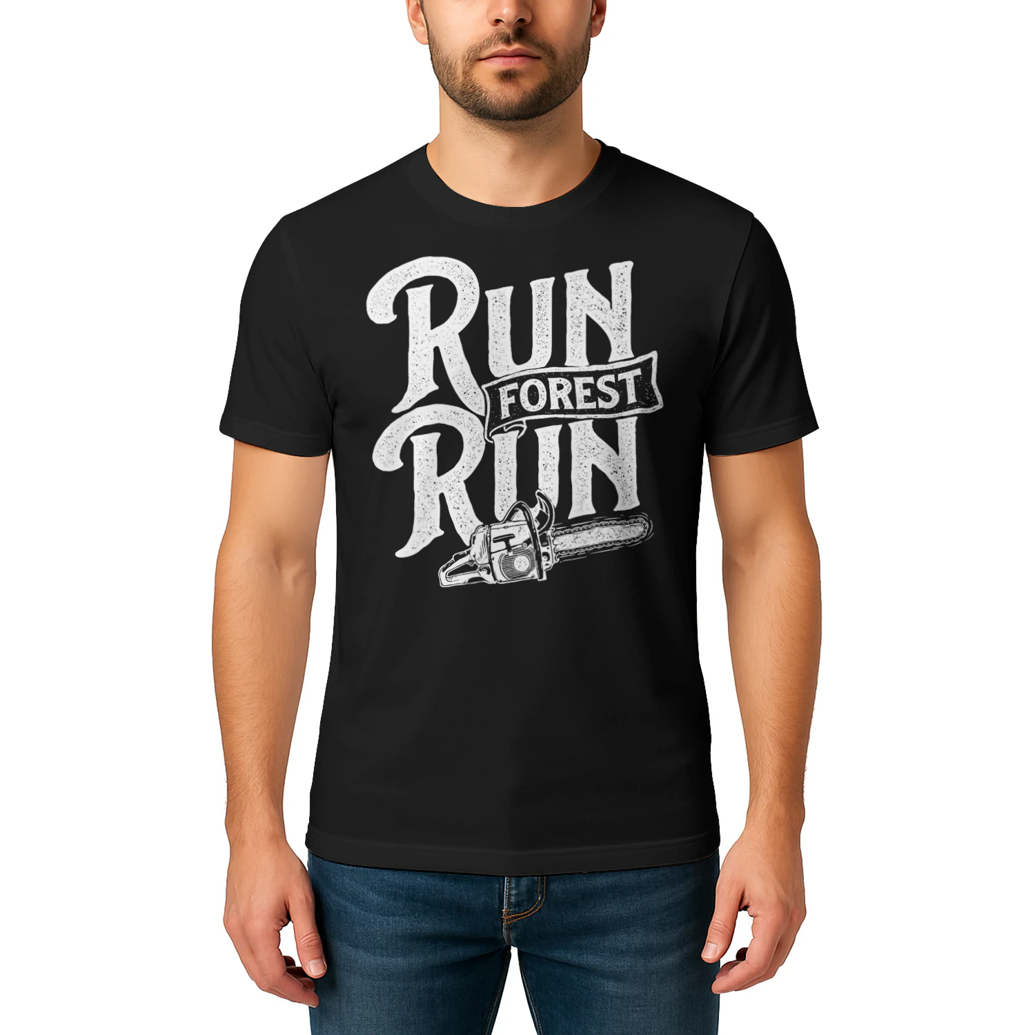 Run Forest Run Lumberjack Sawmill Worker Logger Chainsaw T Shirt LUB0304