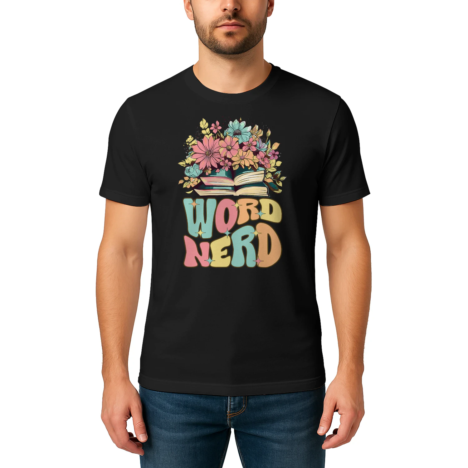 Word Nerd Groovy Book Reader Book Reading Read Books T Shirt REB0936