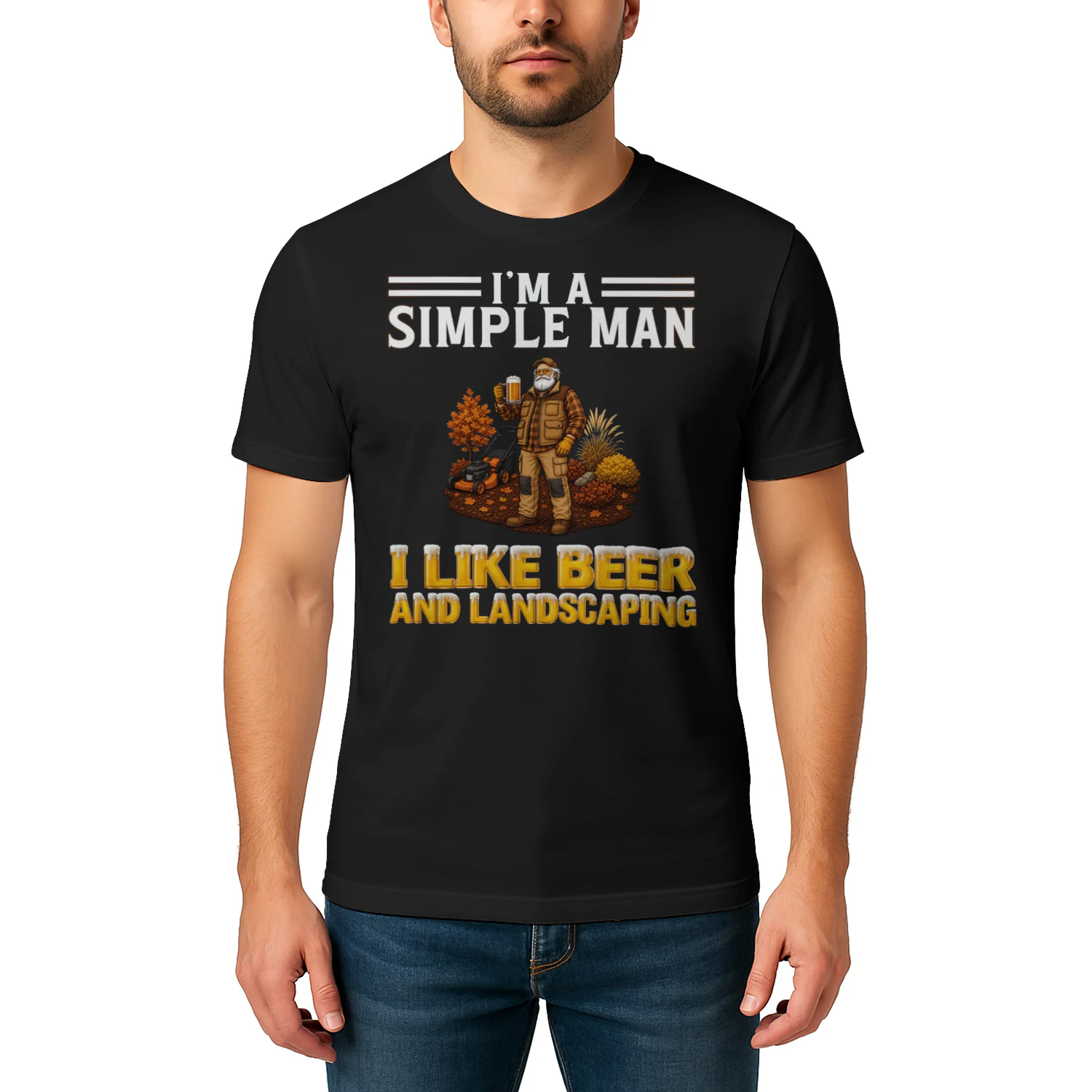Simple Man I Like Beer And Landscaping Black LAN0007