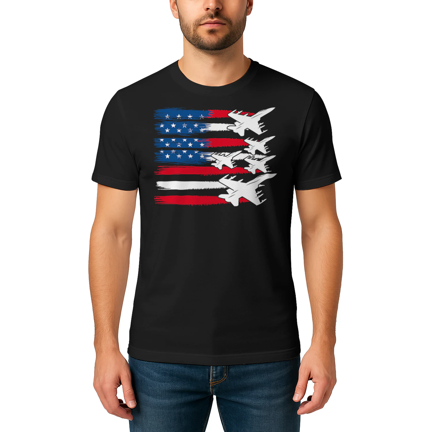 Patriotic Usa Flag Fighter Jets 4th Of July Airplane T Shirt AIP0535