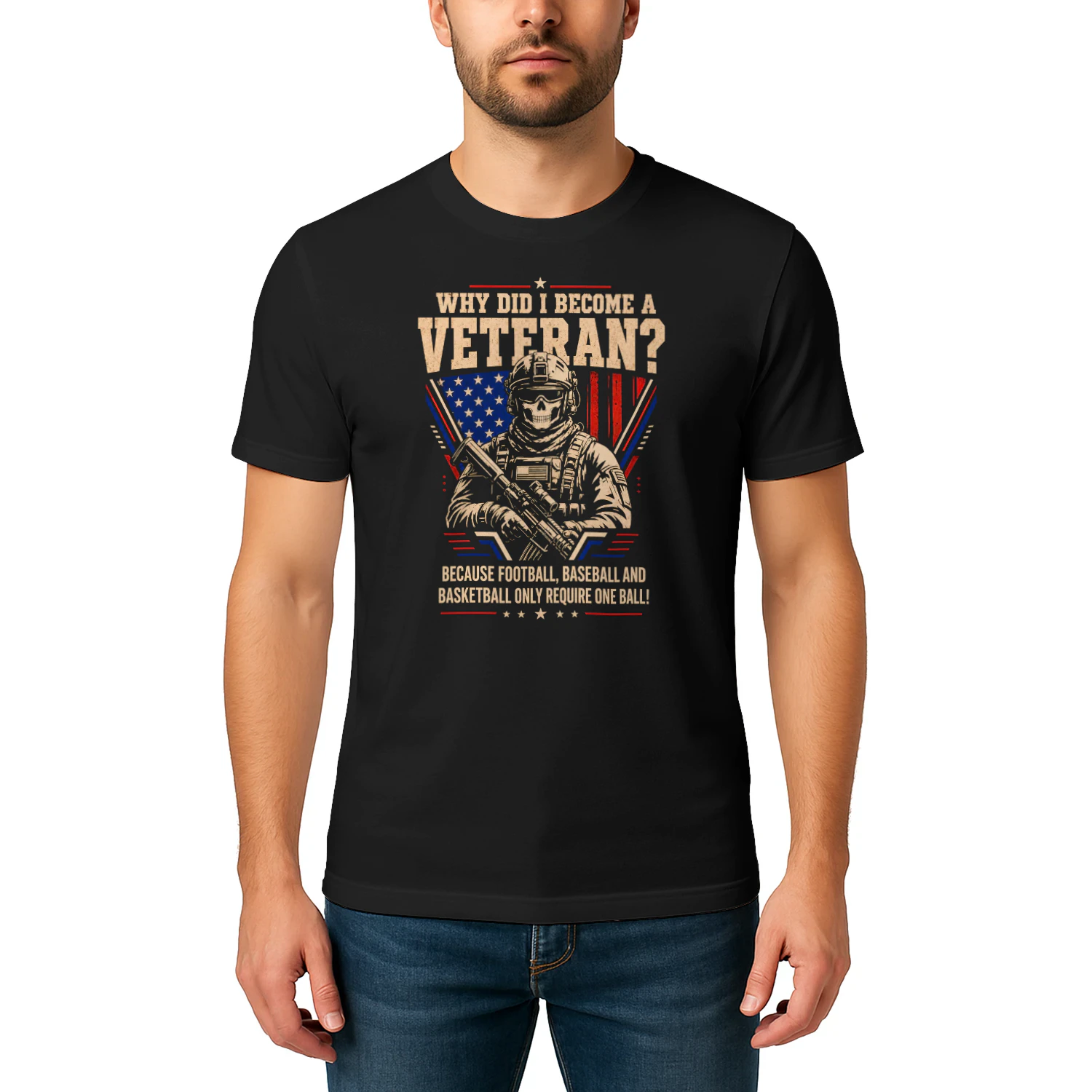 Why Did I Become A Veteran Funny Skull Veteran T Shirt VET0042