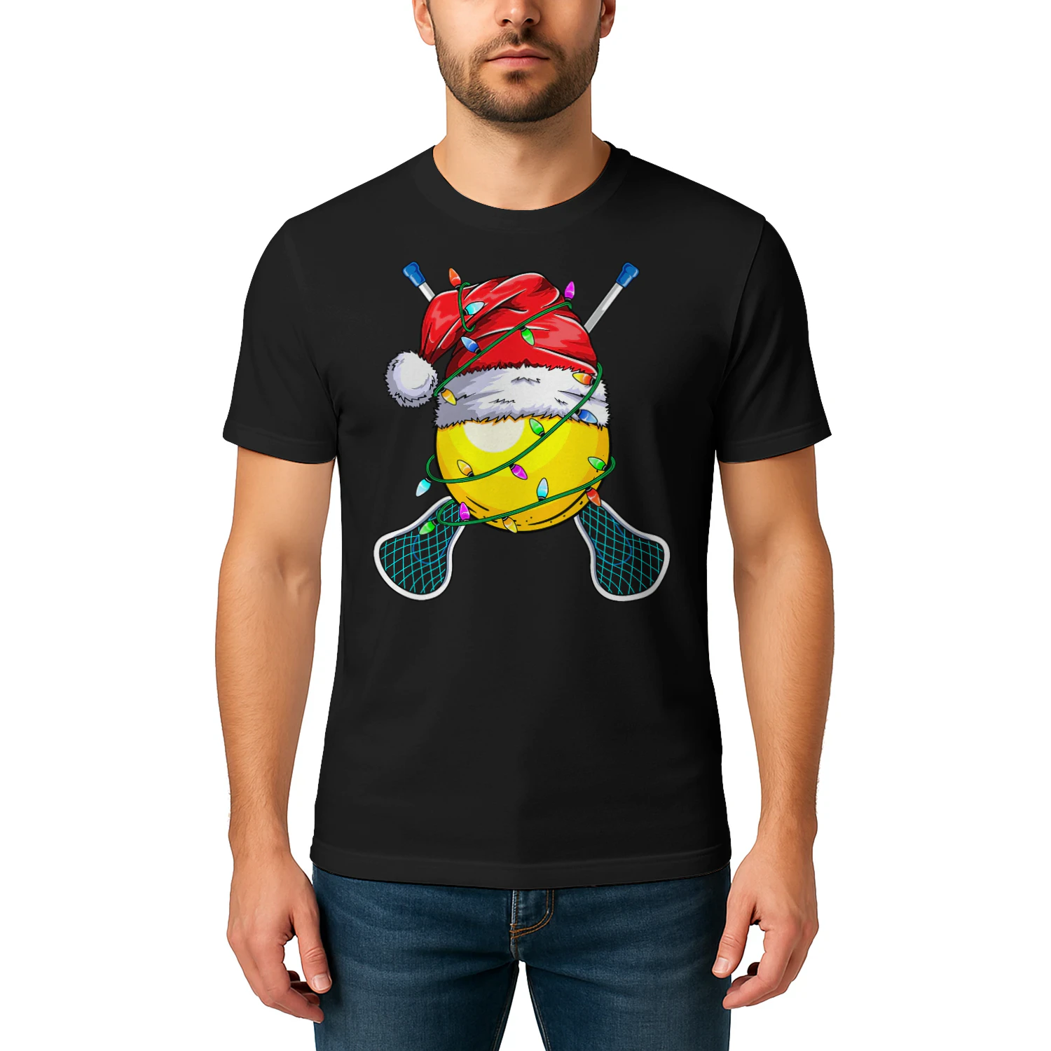 Santa Sports Design Christmas Lacrosse Player Lacrosse T Shirt LAR0446