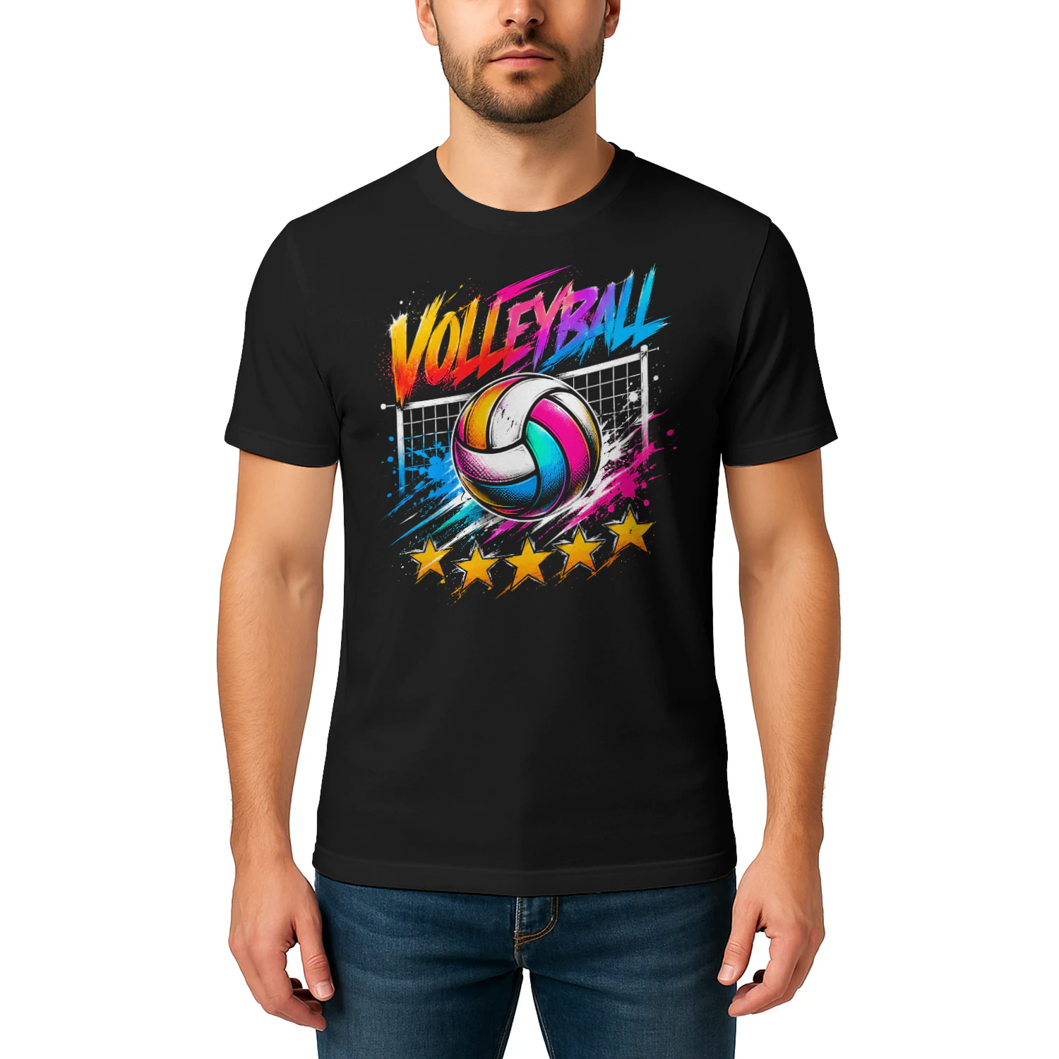 Volleyball 5 Stars Rating Colorful Style Volleyball T Shirt VOL0021