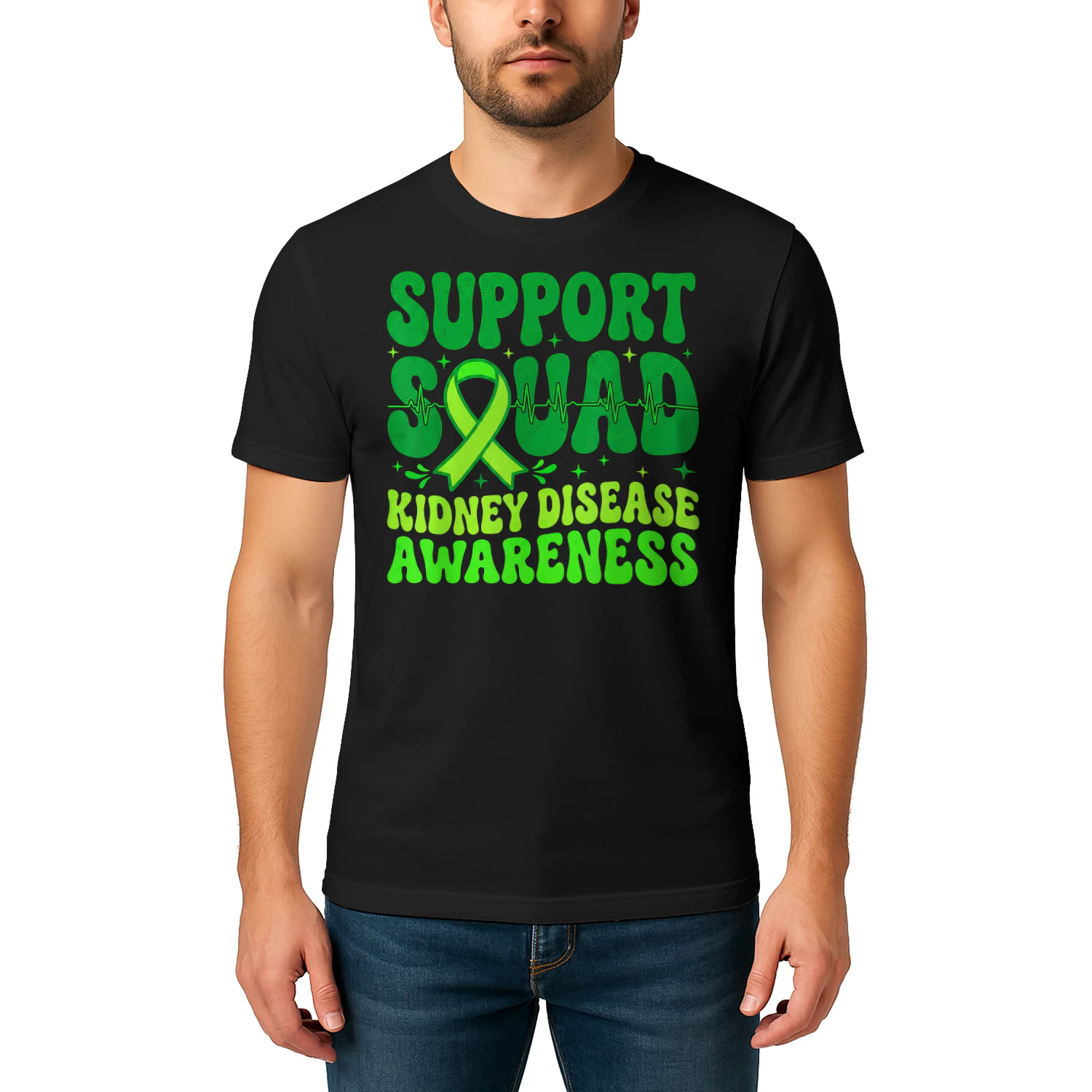 Support Squad Green Ribbon Kidney Disease Awareness CKD Hope T Shirt KIW0332