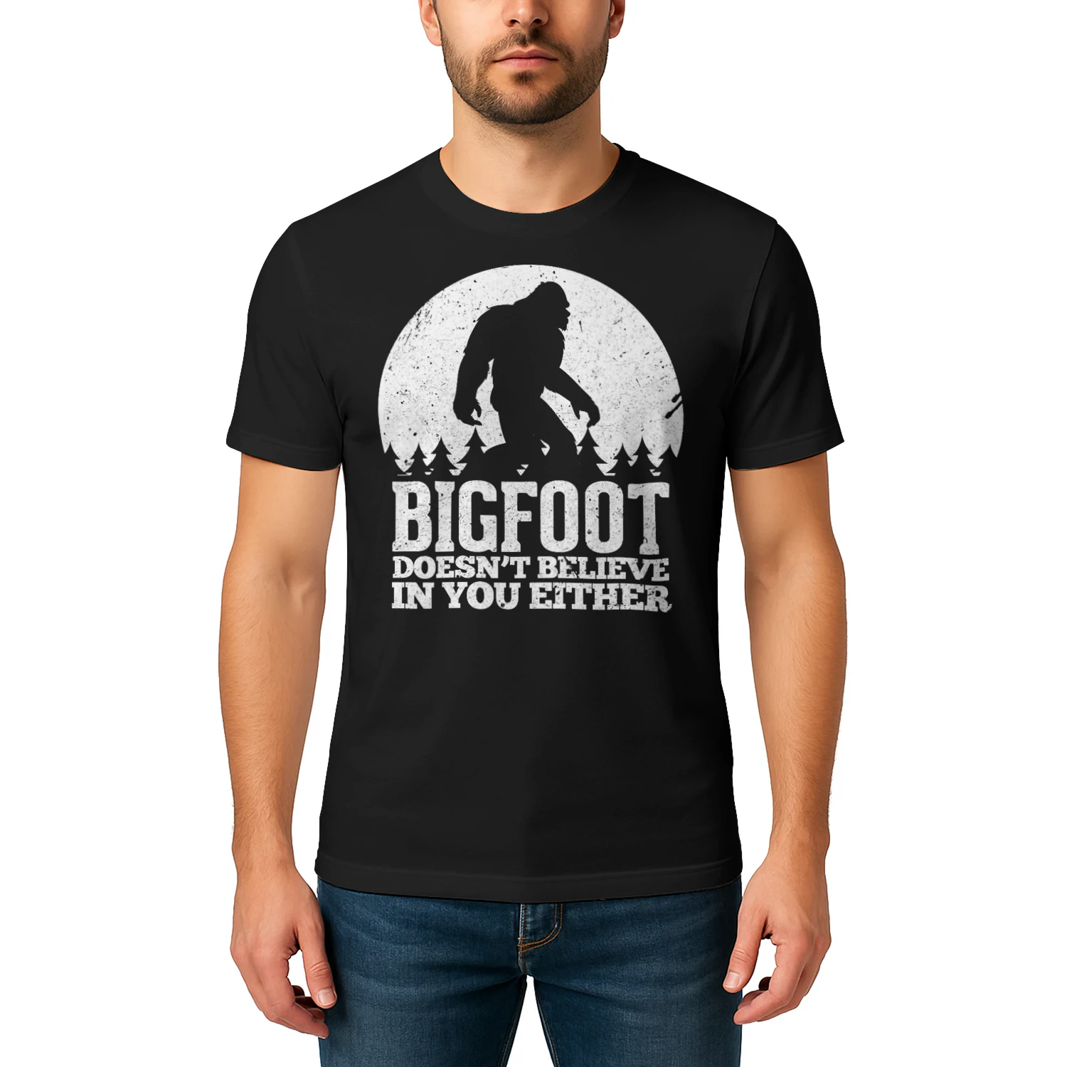 Womens Bigfoot Doesnt Believe In You Either Sasquatch Gift Vneck Bigfoot T Shirt STB0518
