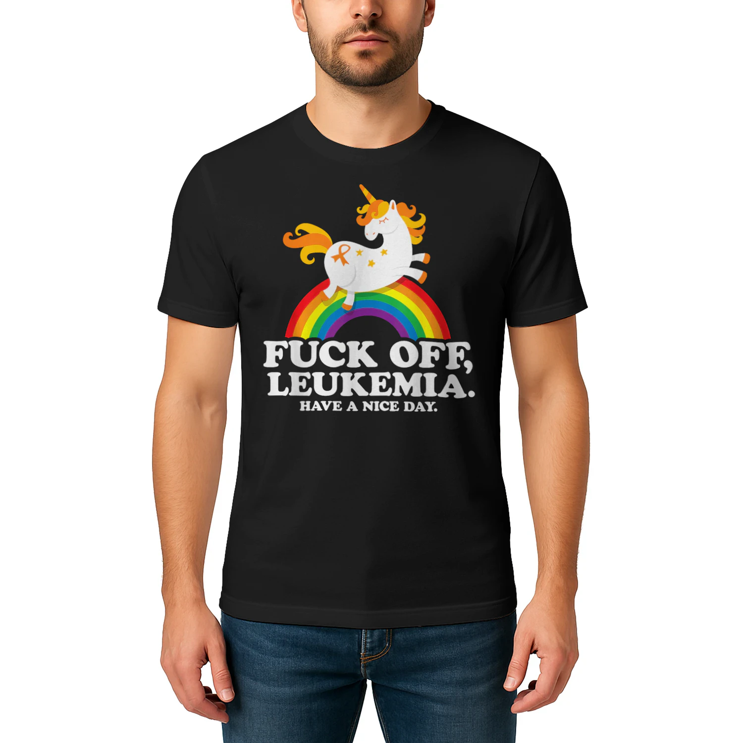 Leukemia Cancer Quote Funny Fuck Off Leukemia Slogan Unicorn T Shirt LEW0190