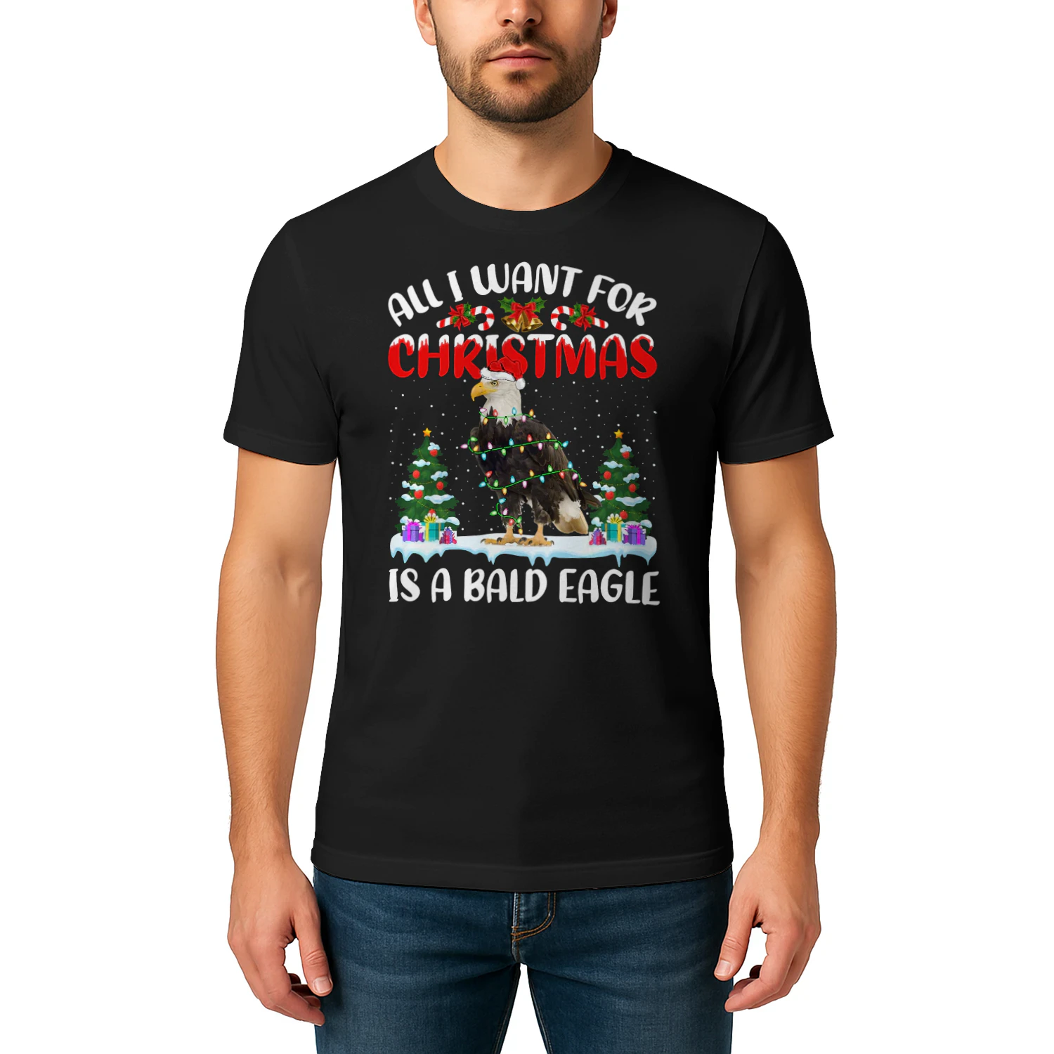 Funny Santa Hat All I Want For Christmas Is A Bald Eagle Premium Eagle T Shirt EAG0075