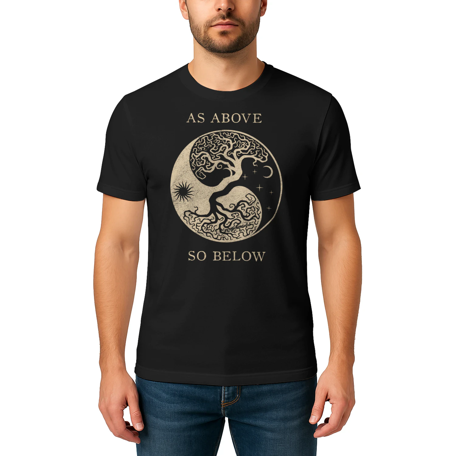 Yggdrasil Vintage Viking Moon Sun Mythical Tree Norse Odin Pullover Hoodie Viking T Shirt VIK0518
