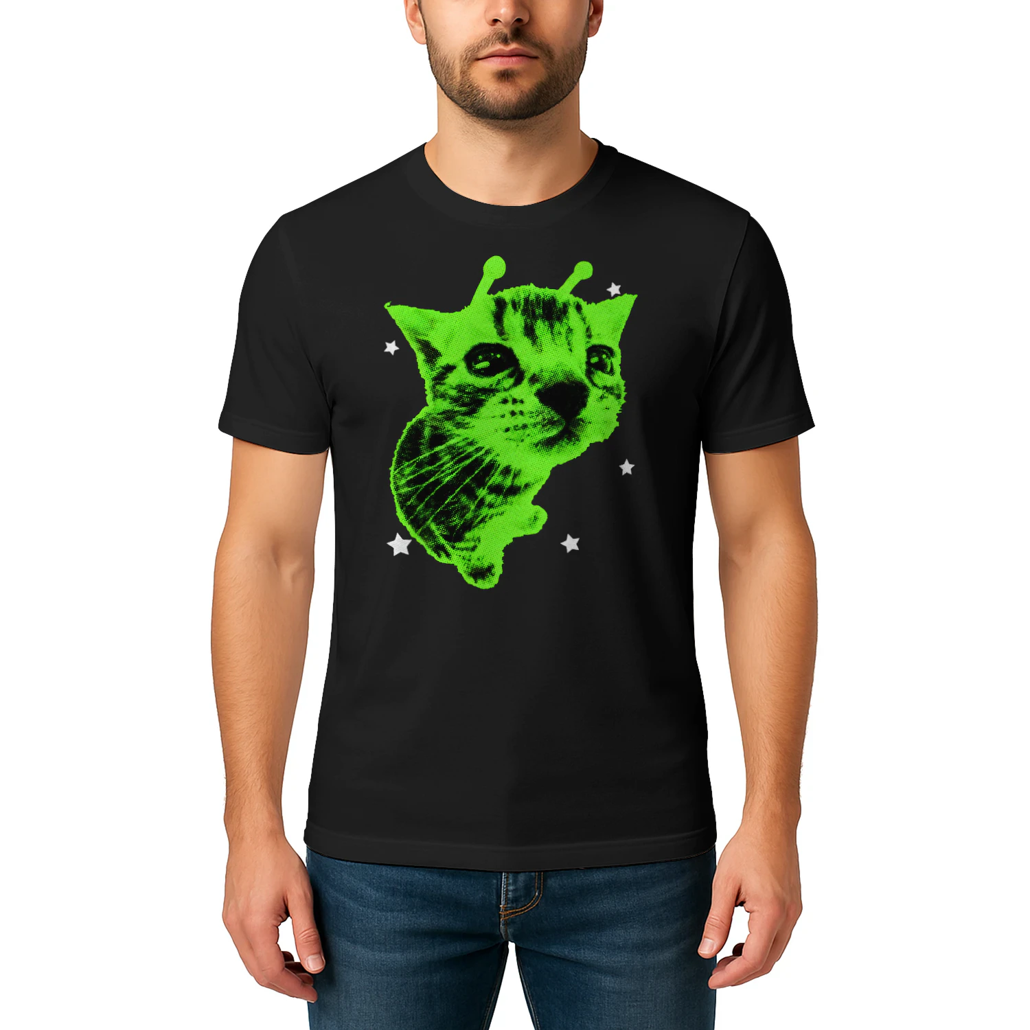 Y2K Alien Cat Meme Retro Silly Cat Vintage Space Kitty Funny T Shirt CAT1685
