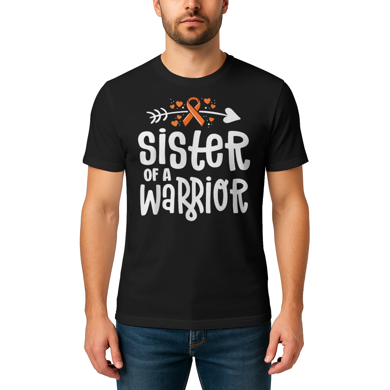 Sister of a Warrior Orange Family Leukemia Cancer Awareness T Shirt LEW0311