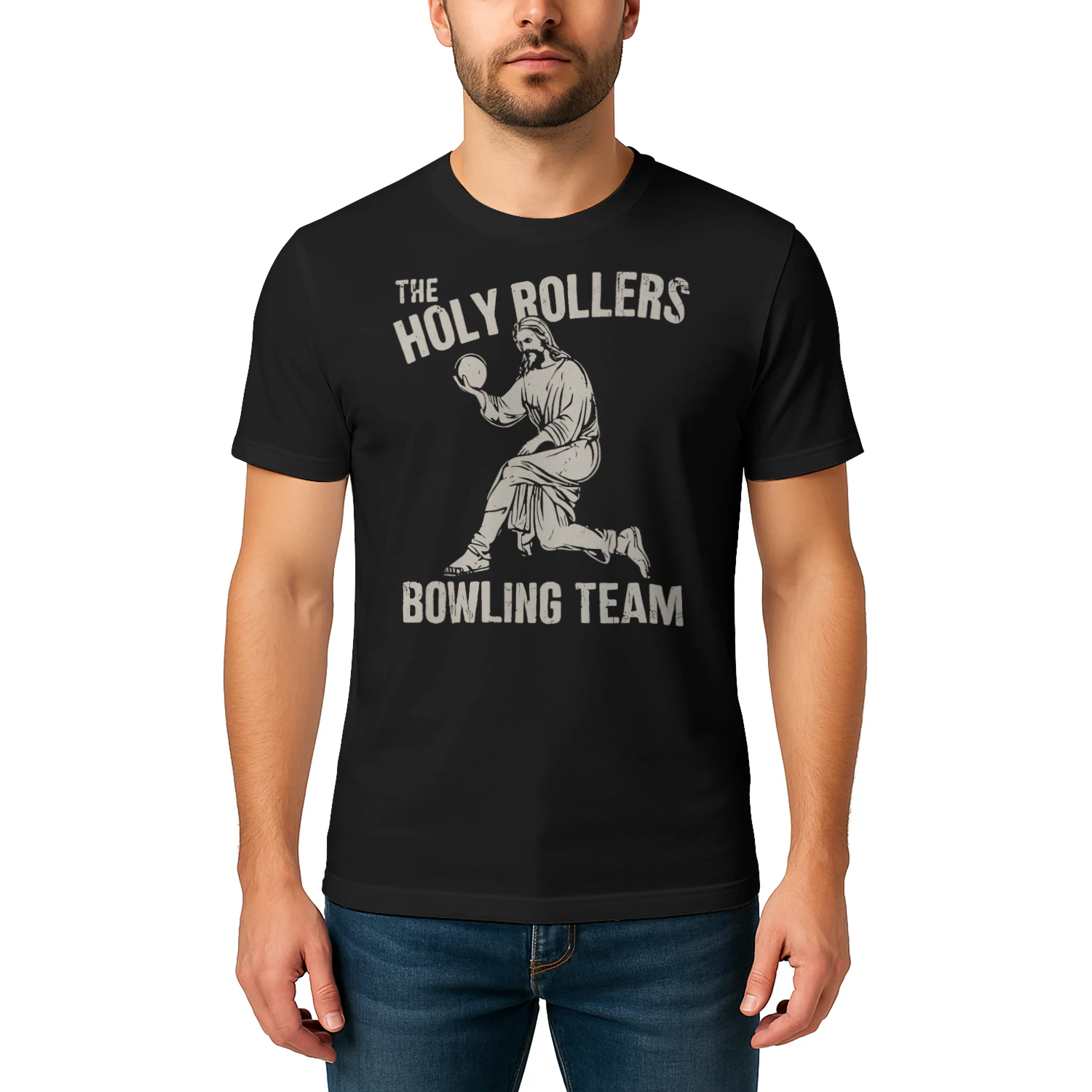 The Holy Rollers Bowling Team Jesus Bowler Christian Bowling T Shirt BOL1467