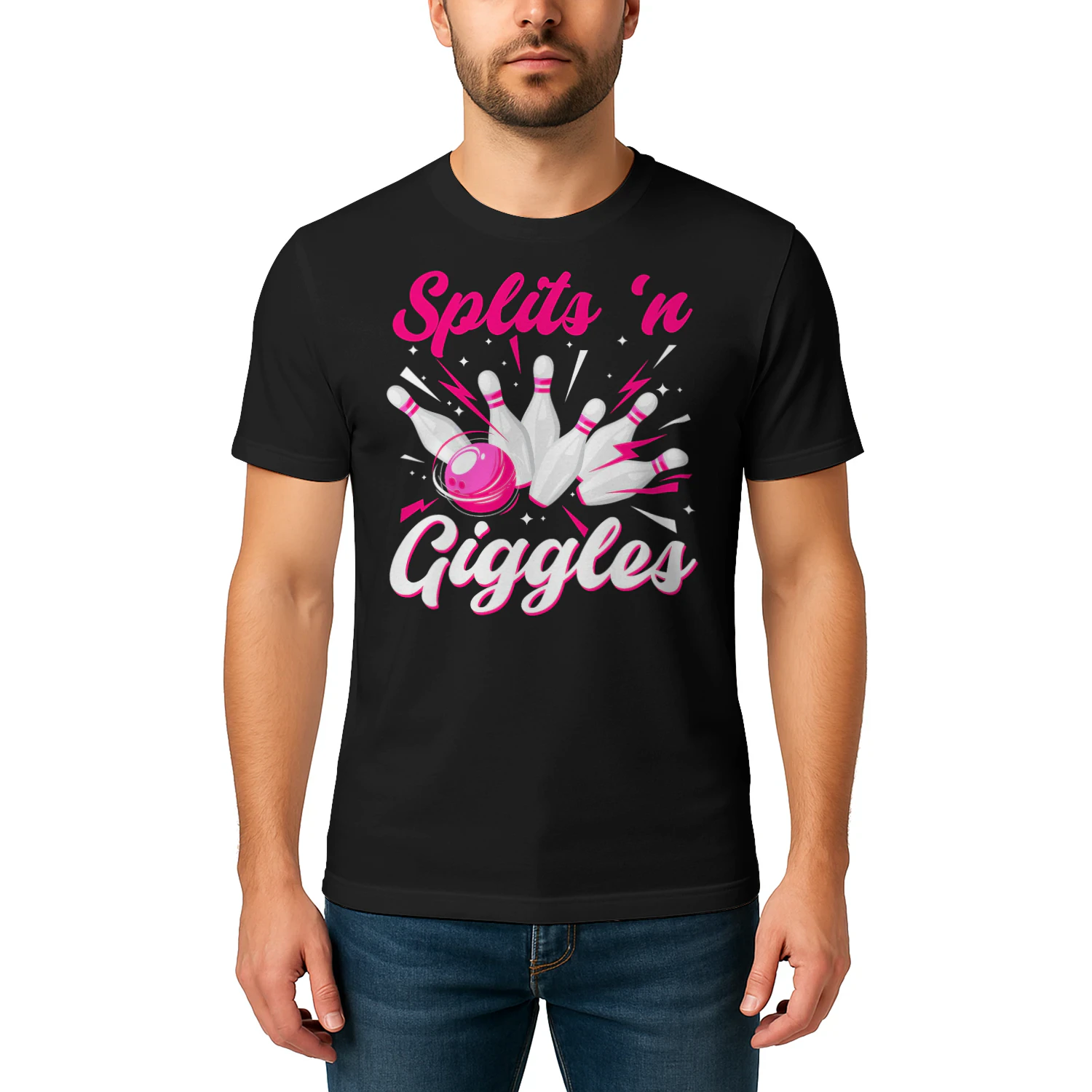 Funny Splits 'n Giggles Bowling Team Cute Bowler Women Girls T Shirt BOL1237