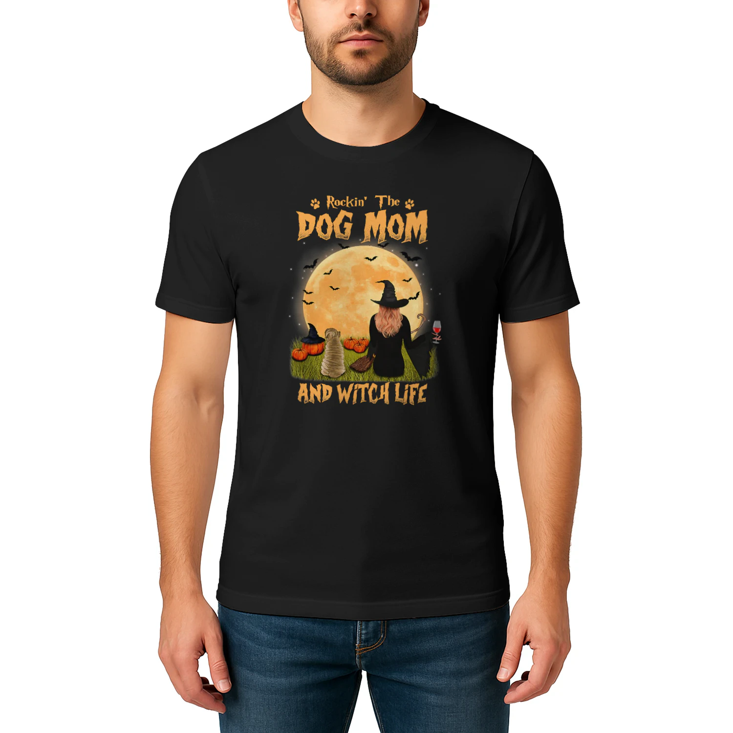 Rocking The Dog Mom And Witch Life Shar Pei Halloween Witch T Shirt WIT0246