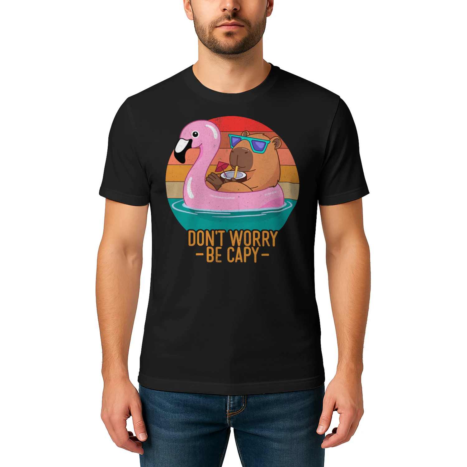 Retro Dont Worry Be Capy Kids Youth Women Men Boys Capybara T Shirt CAB0717