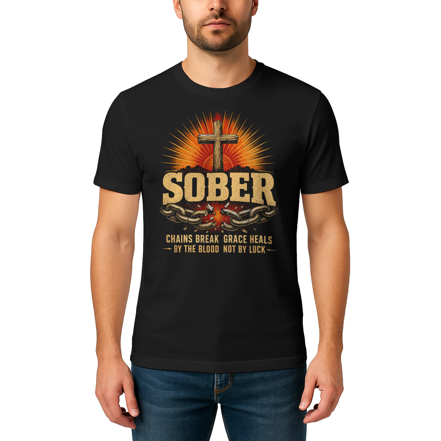 Sober Christian Faith Sobriety Inspirational Message Sobriety T Shirt SOB0042
