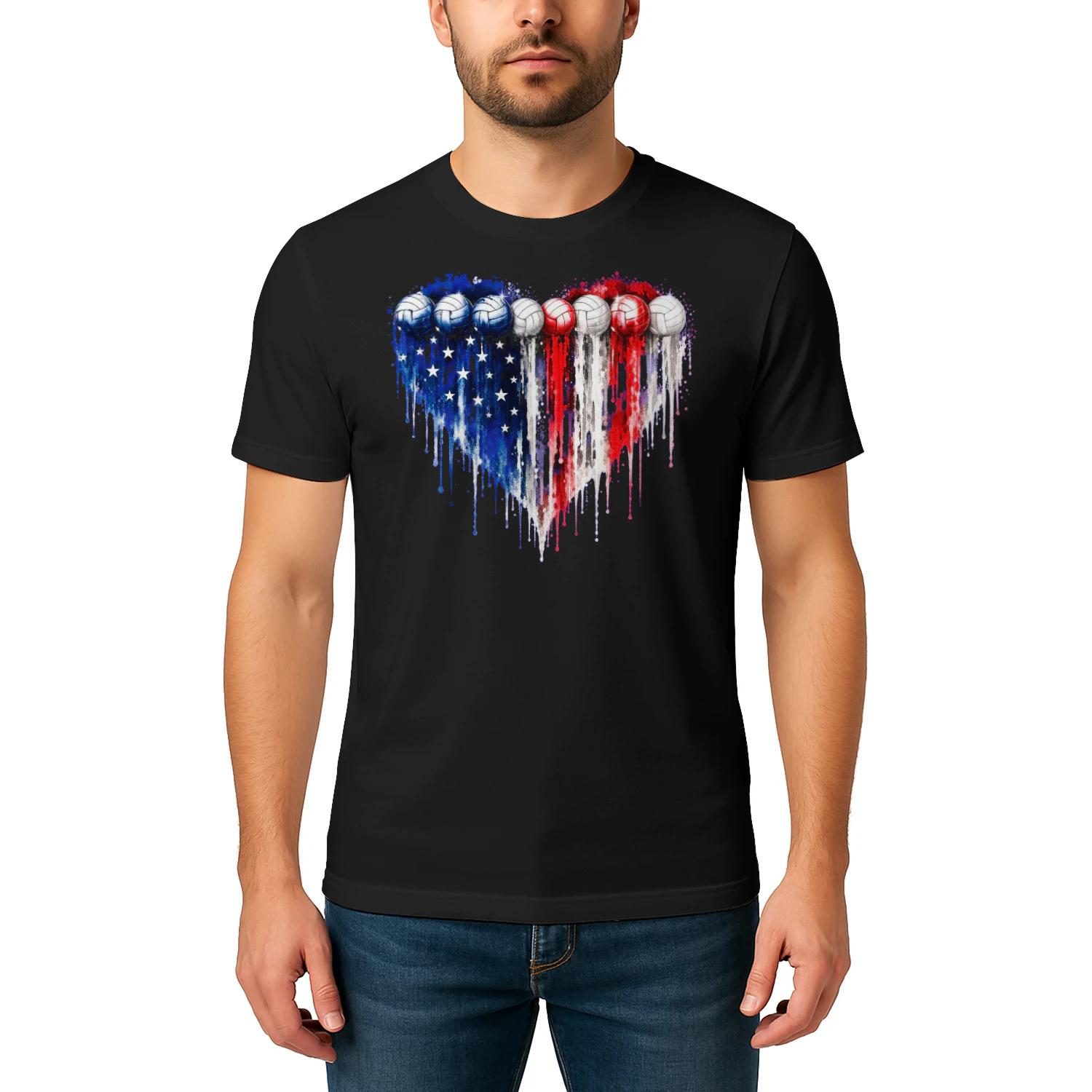 Volleyballs Heart American Flag For Sport Lover Volleyball T Shirt VOL0025