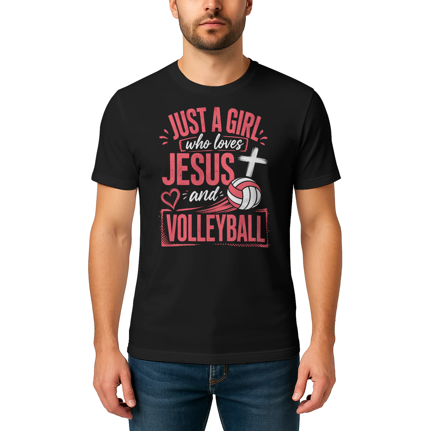 Just A Girl Loves Jesus Volleyball T Shirt VOL0030