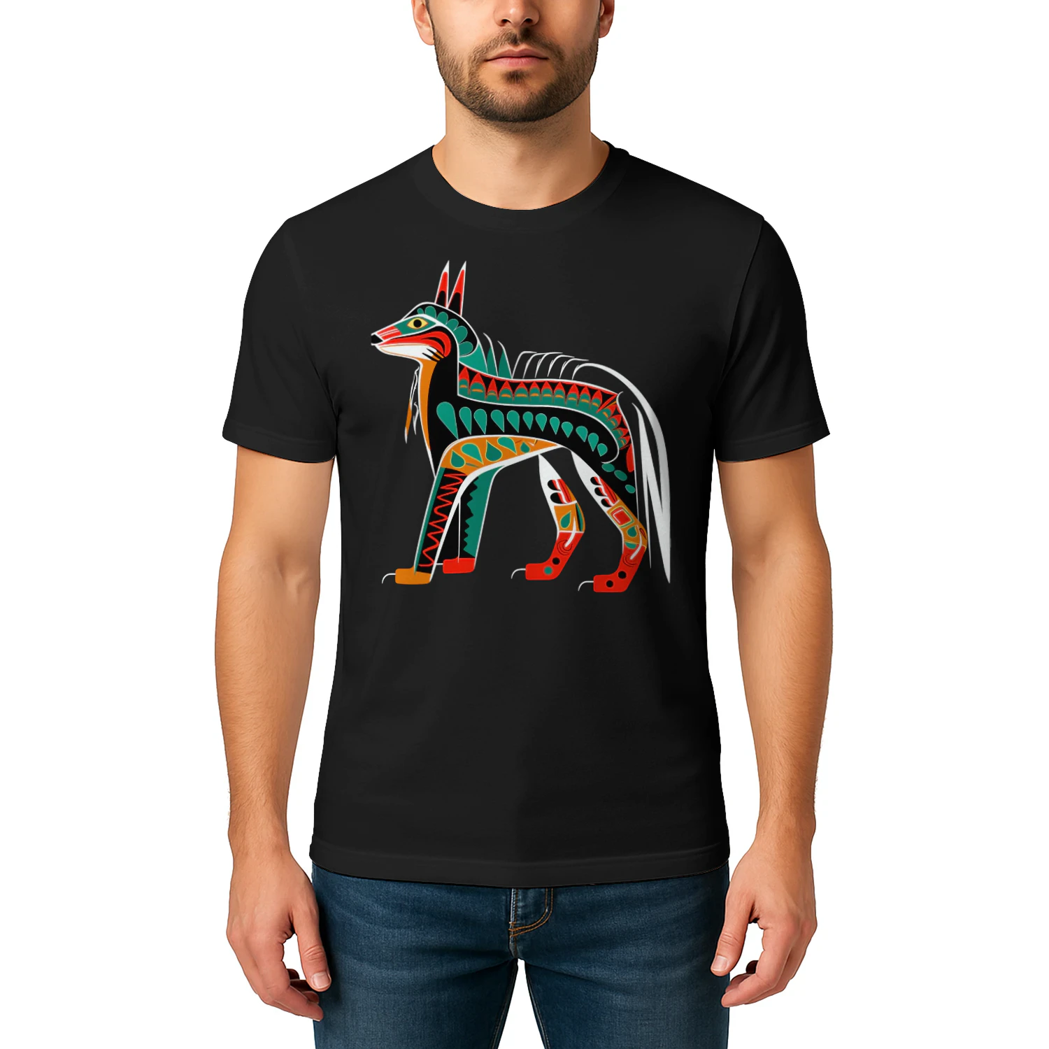 Wolf In Pacific Northwest Coast Native American Tribal Style NA T Shirt NTA0086