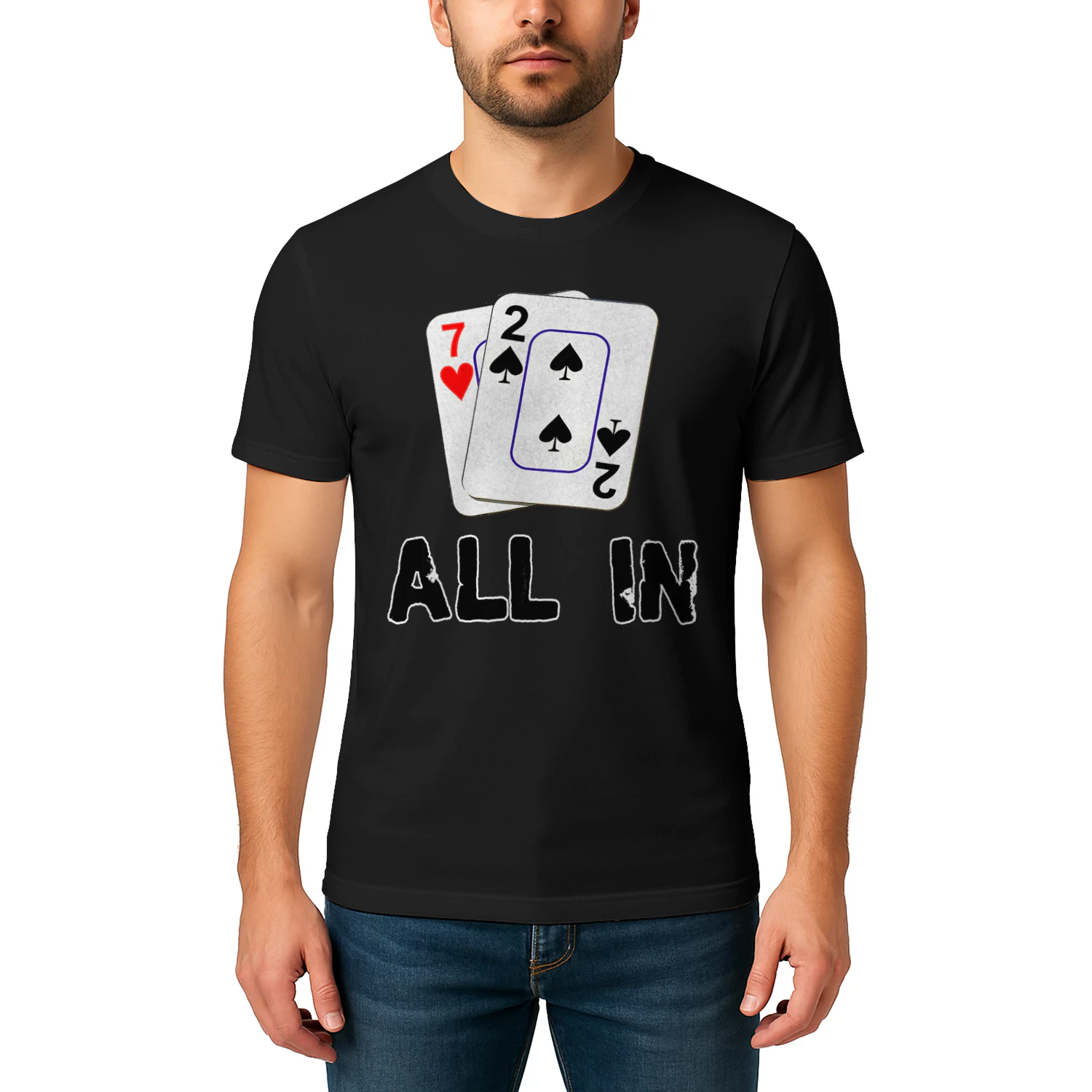 Seven Deuce All In Texas Hold Em Shove 7 2 Poker T Shirt POK0118