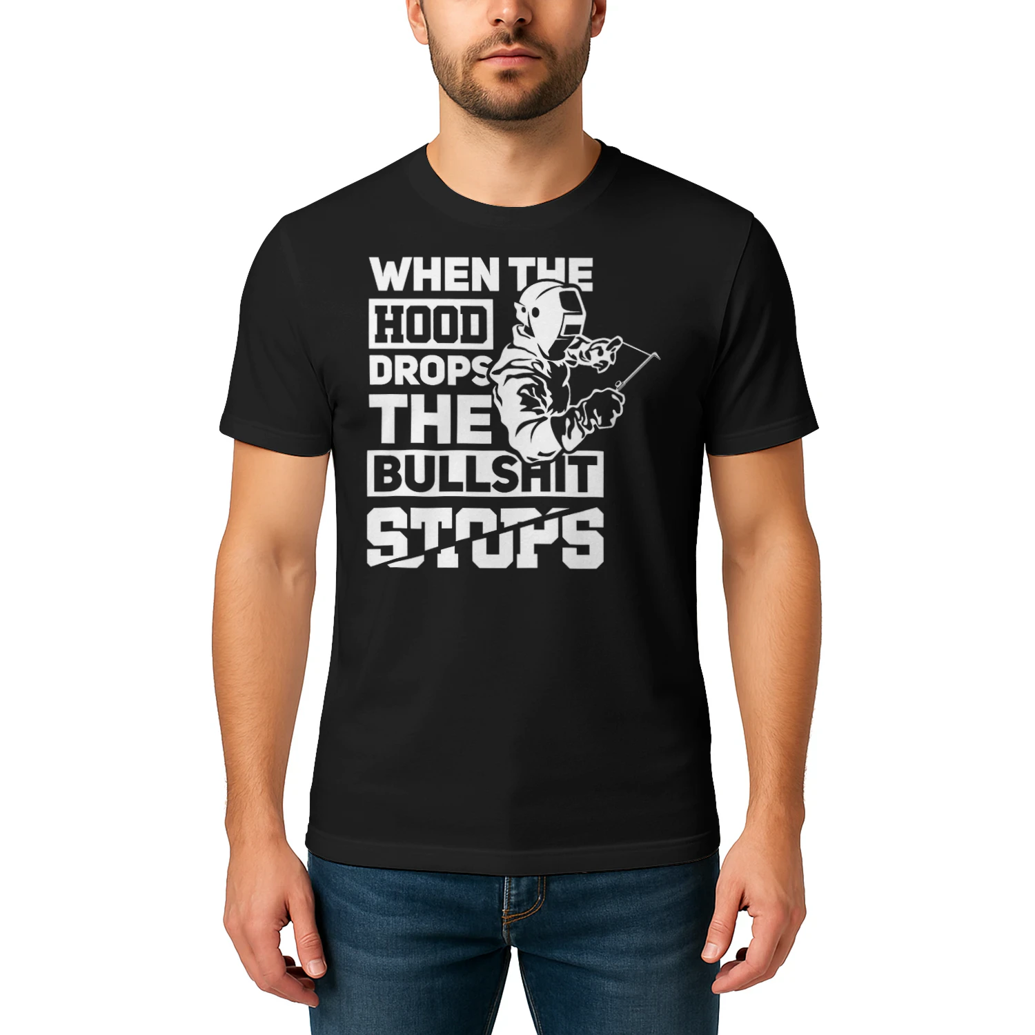 When The Hood Drops Funny Welder Gift Pipeliner Welding Welder T Shirt WED0377