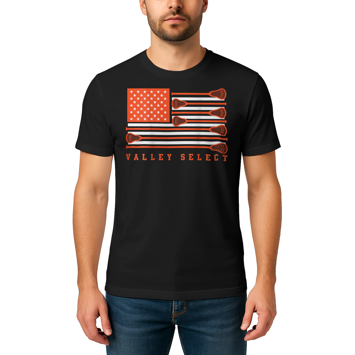 Valley Select Lax American Flag Lacrosse T Shirt LAR0473