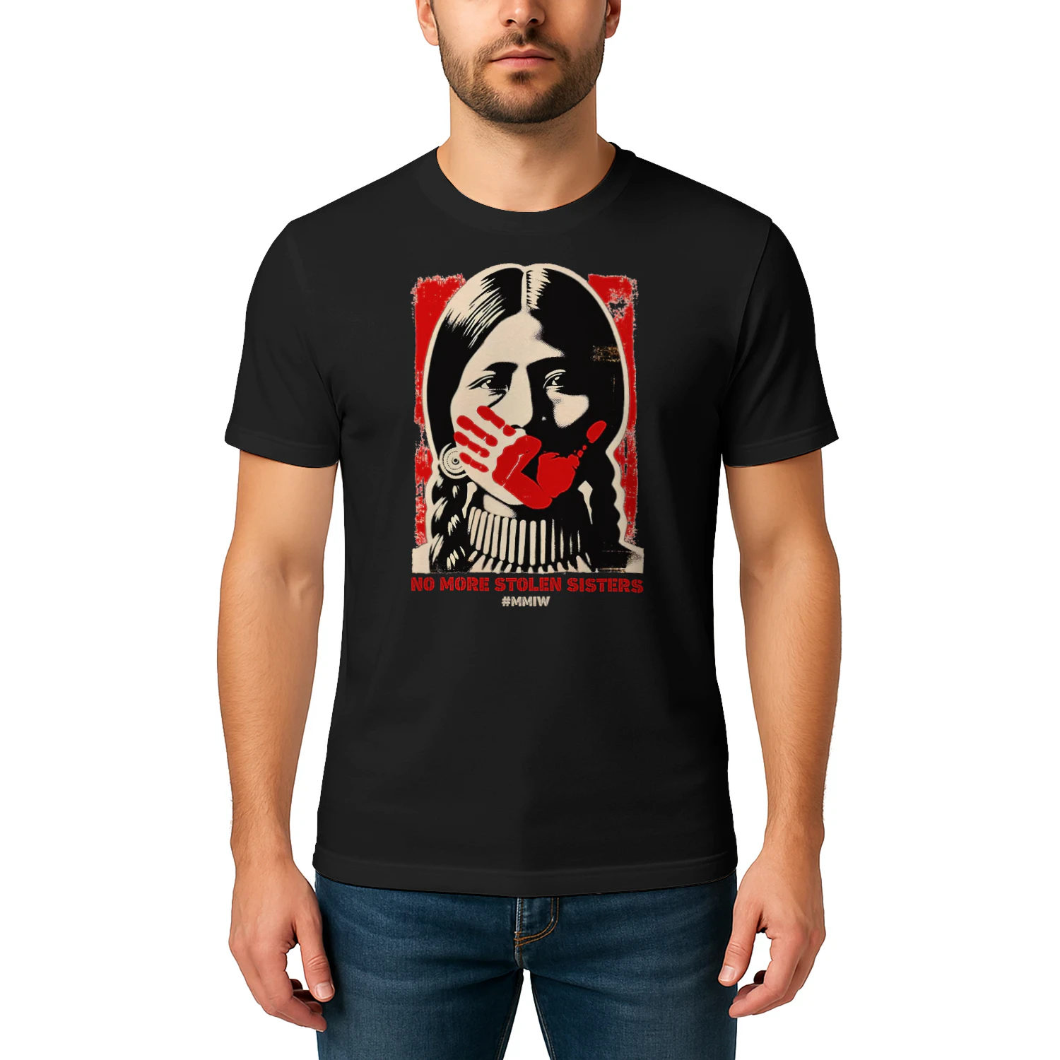 Nomore Stolen Sister Red Hand Mmiw Awareness America Women Native NA T Shirt NTA0345