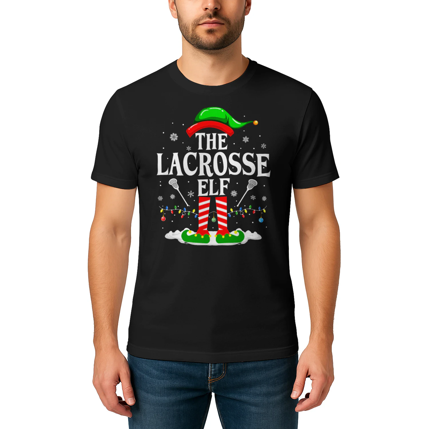 The Lacrosse Elf Funny Matching Xmas Lacrosse Christmas Lax Lacrosse T Shirt LAR0466