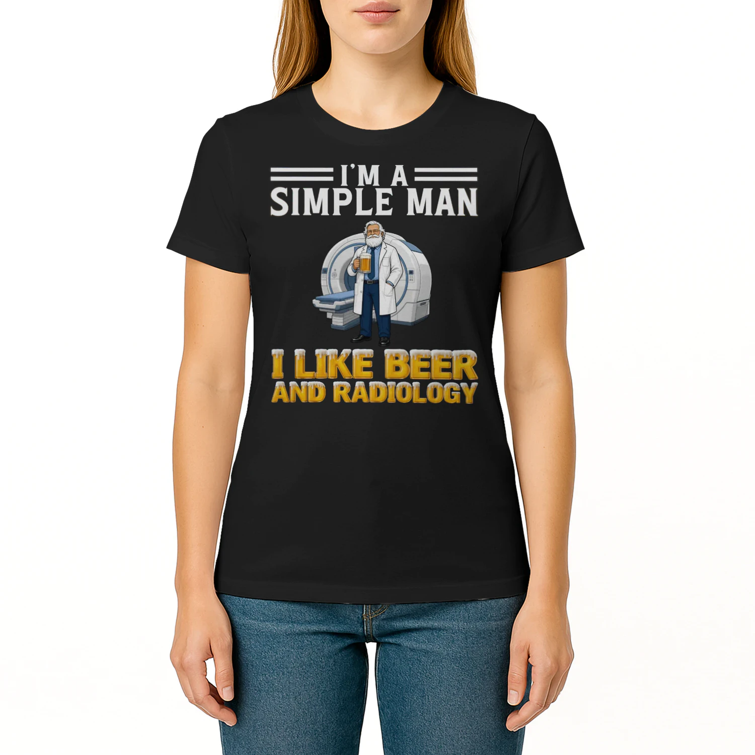 Simple Man I Like Beer And Radiology Black RAD0007