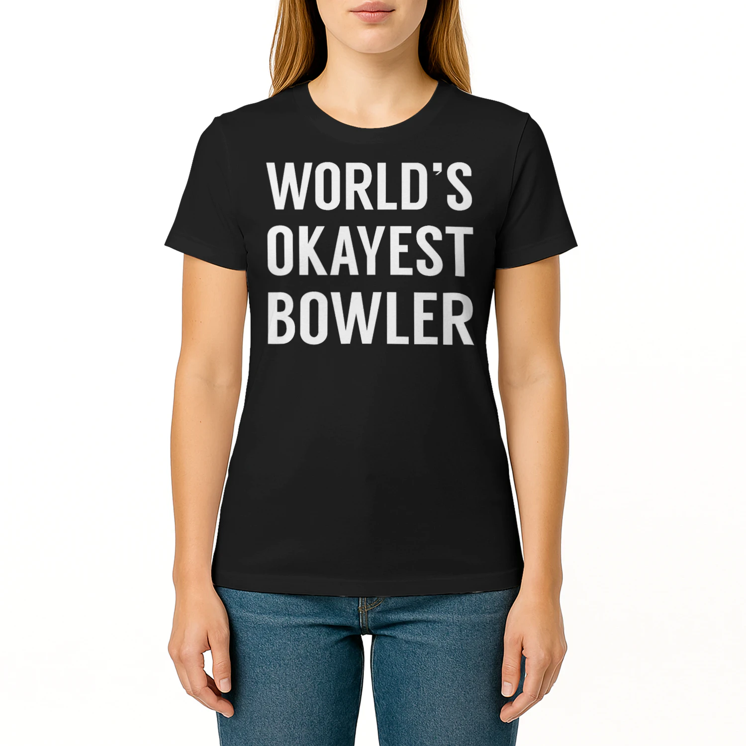 World's Okayest Bowler Funny Bowling T Shirt BOL1530