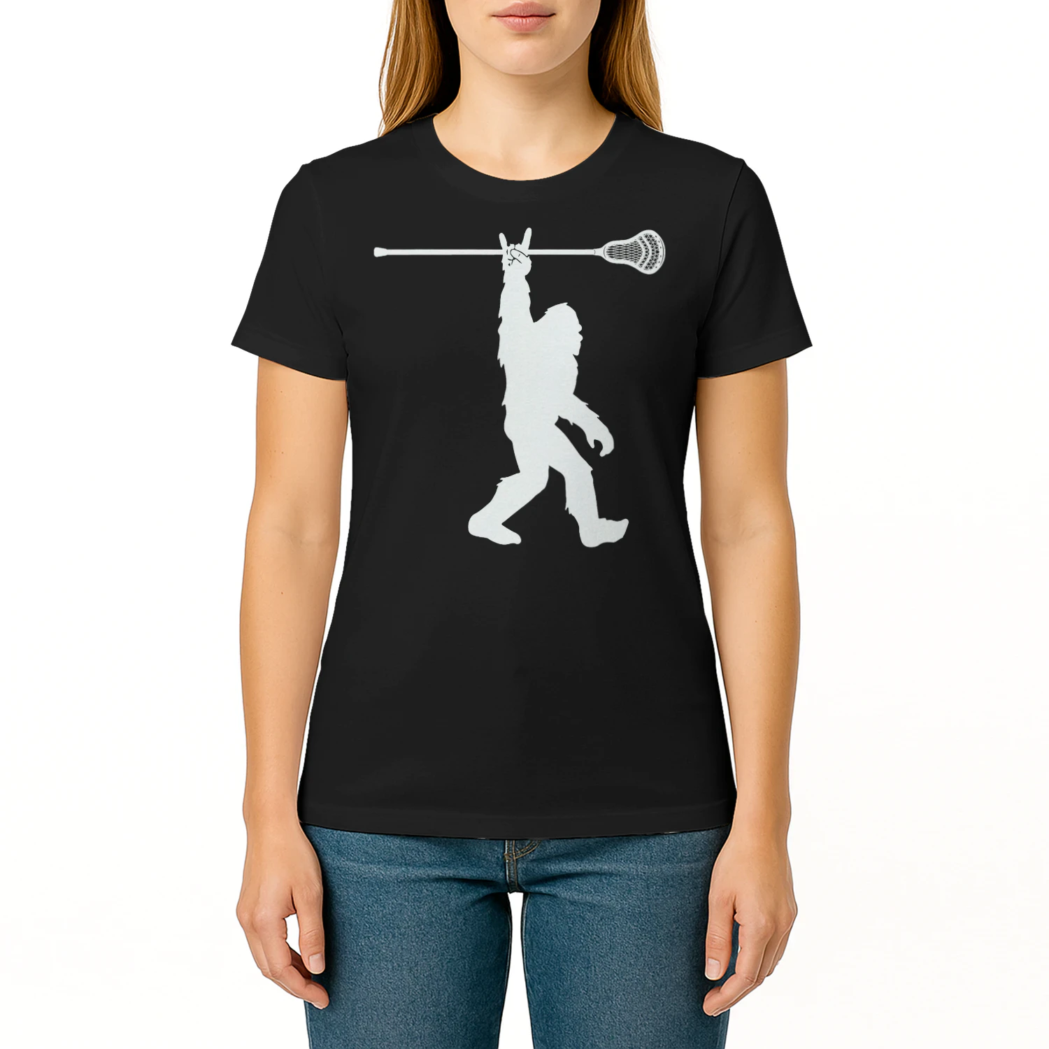 Lacrosseshirt Vintage Lax Bigfoot Sasquatch Men Boys Bigfoot T Shirt STB0393