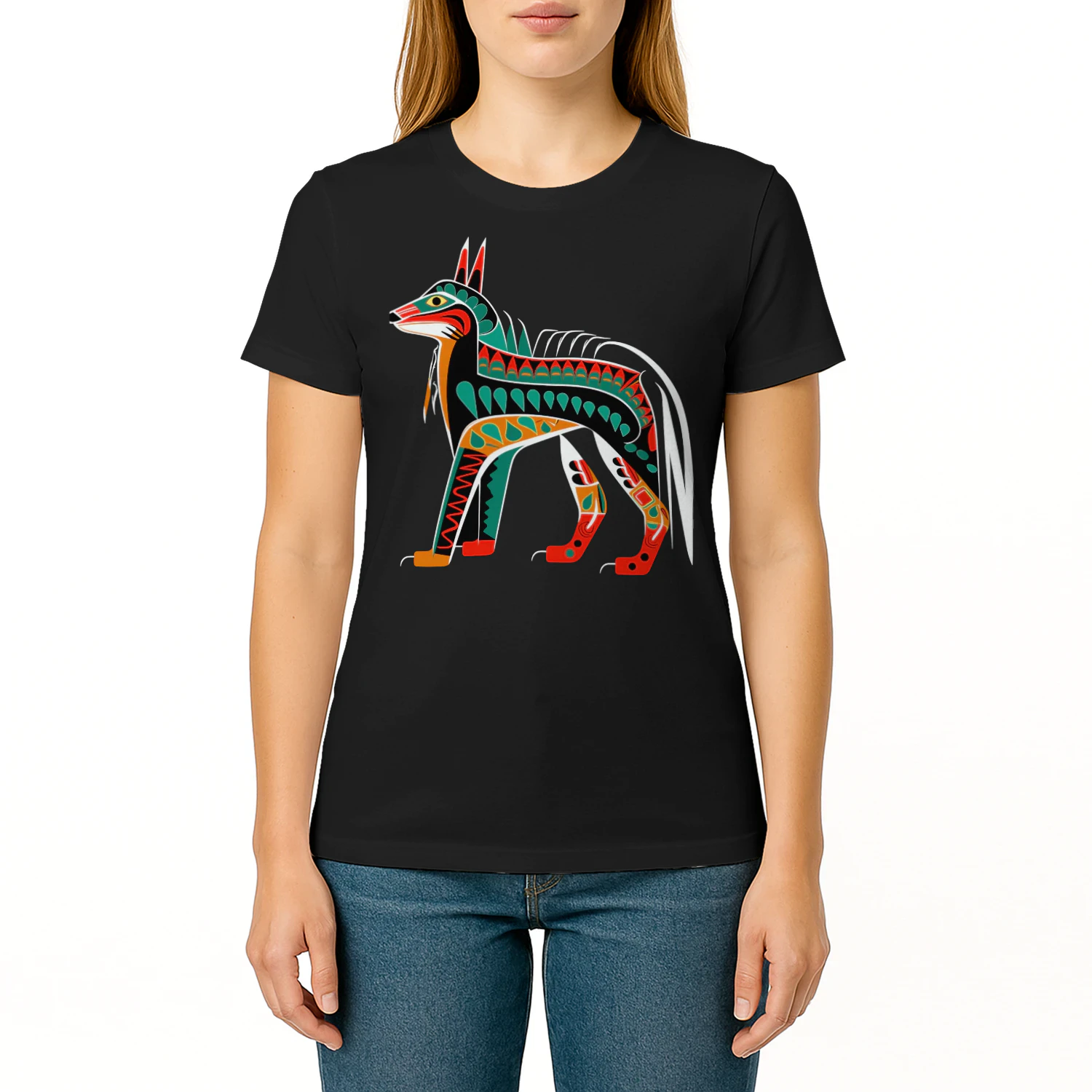 Wolf In Pacific Northwest Coast Native American Tribal Style NA T Shirt NTA0086