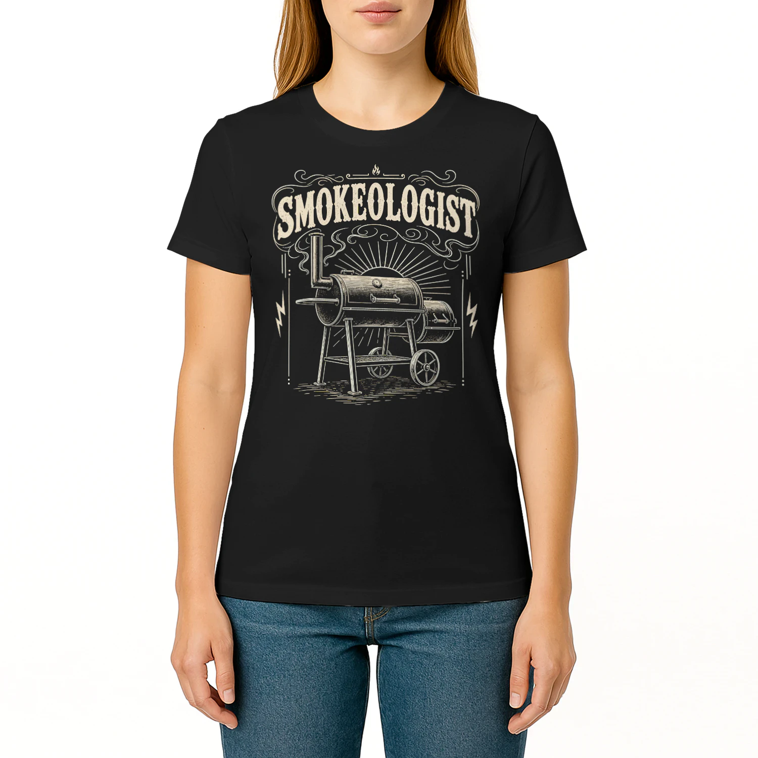 Smokeologist Vintage Smoker Grill Master Pitmaster Meat Smoker BBQ T Shirt BBQ0022