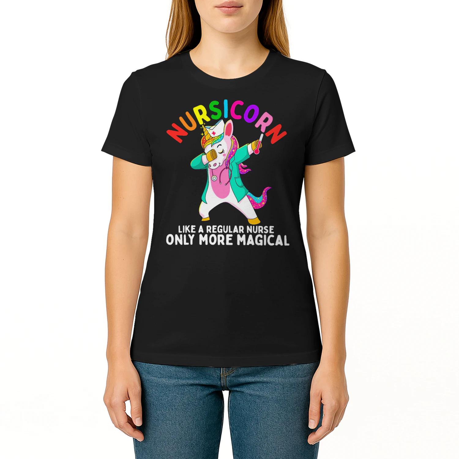 Unicorn Nurse Funny Nursicorn Rainbow Nursing Rn Gift Women Nursing T Shirt NUR0074