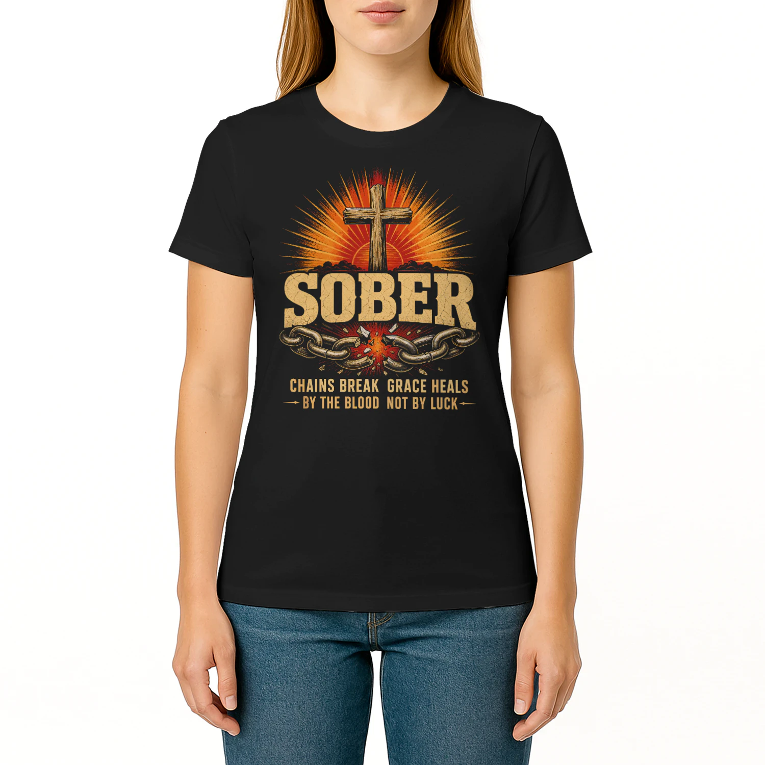 Sober Christian Faith Sobriety Inspirational Message Sobriety T Shirt SOB0042