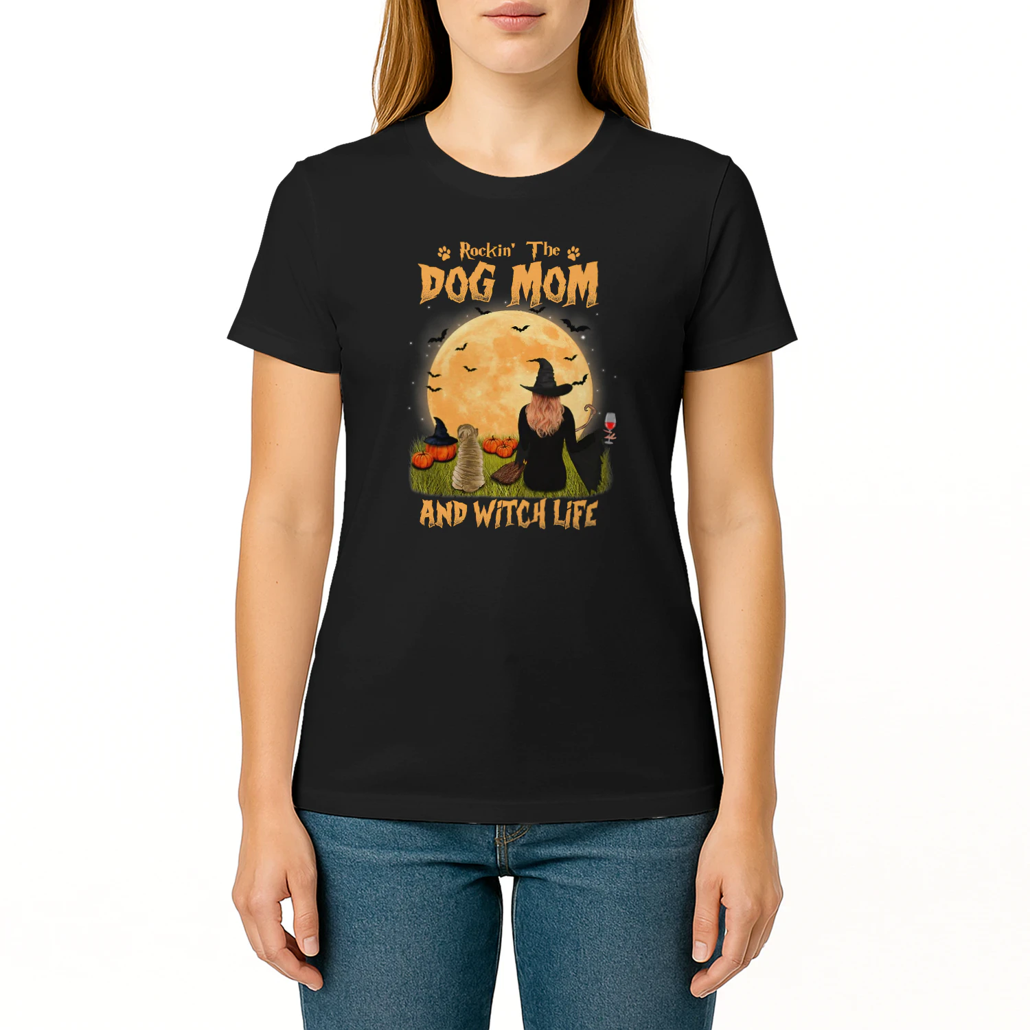 Rocking The Dog Mom And Witch Life Shar Pei Halloween Witch T Shirt WIT0246