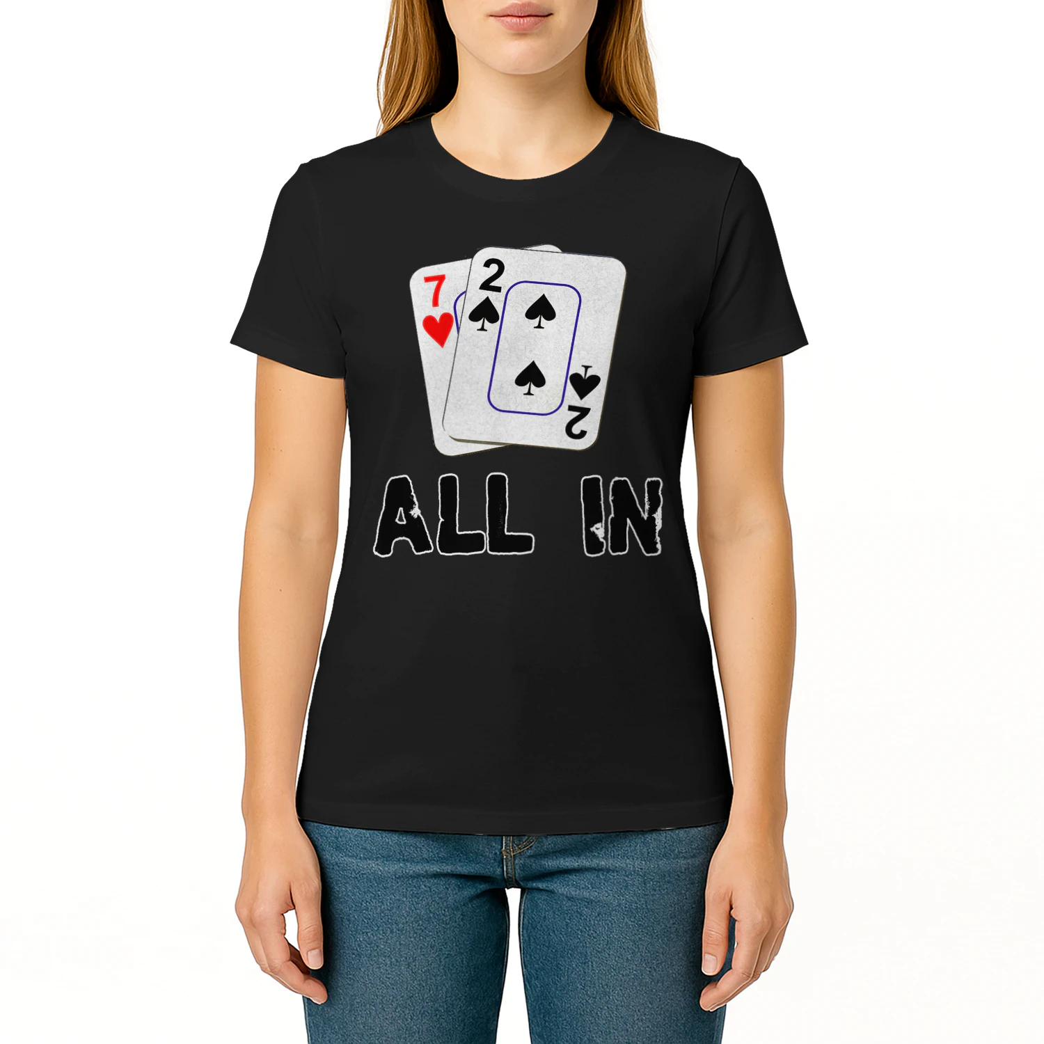 Seven Deuce All In Texas Hold Em Shove 7 2 Poker T Shirt POK0118