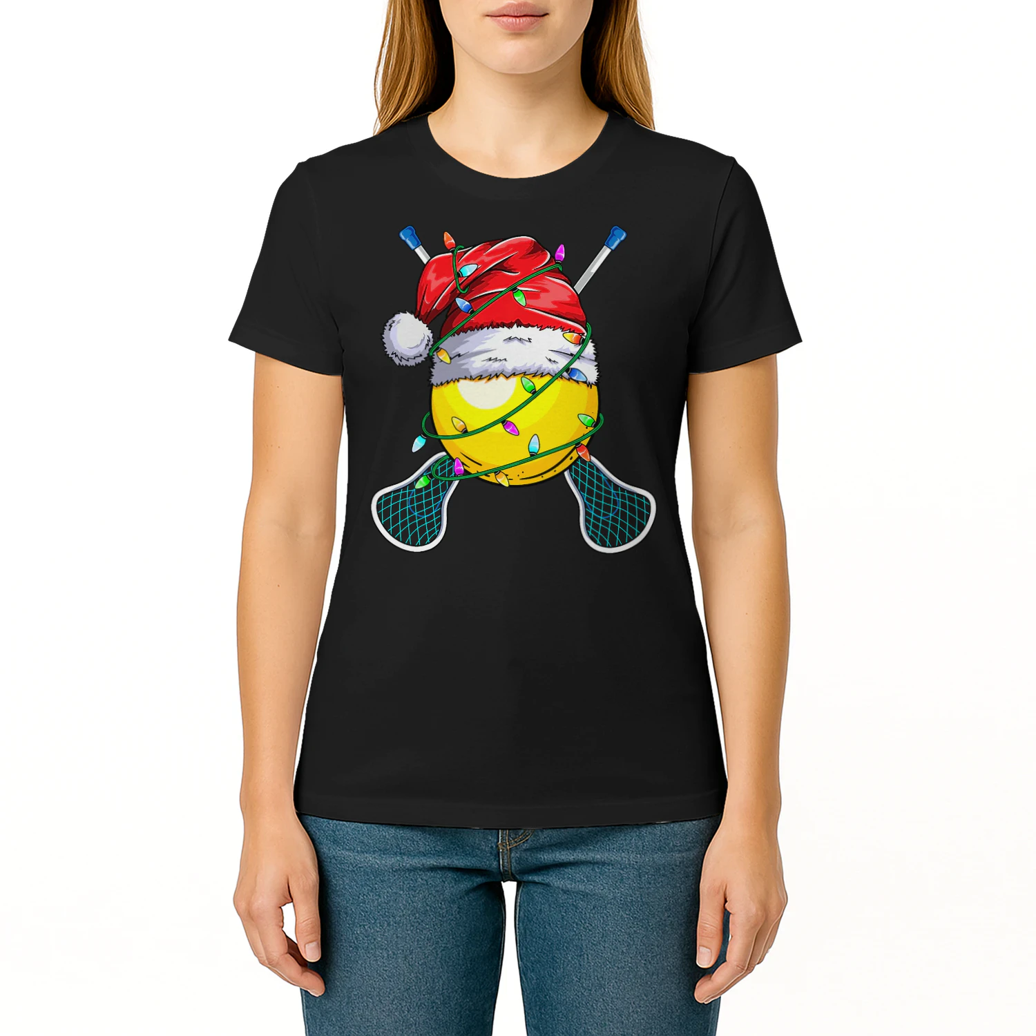 Santa Sports Design Christmas Lacrosse Player Lacrosse T Shirt LAR0446