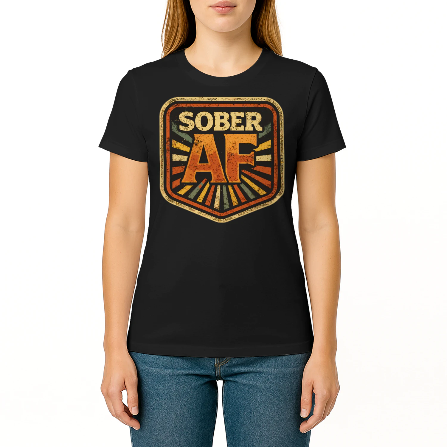 Sober Af Rehabilitation Vintage Retro Sobriety T Shirt SOB0041