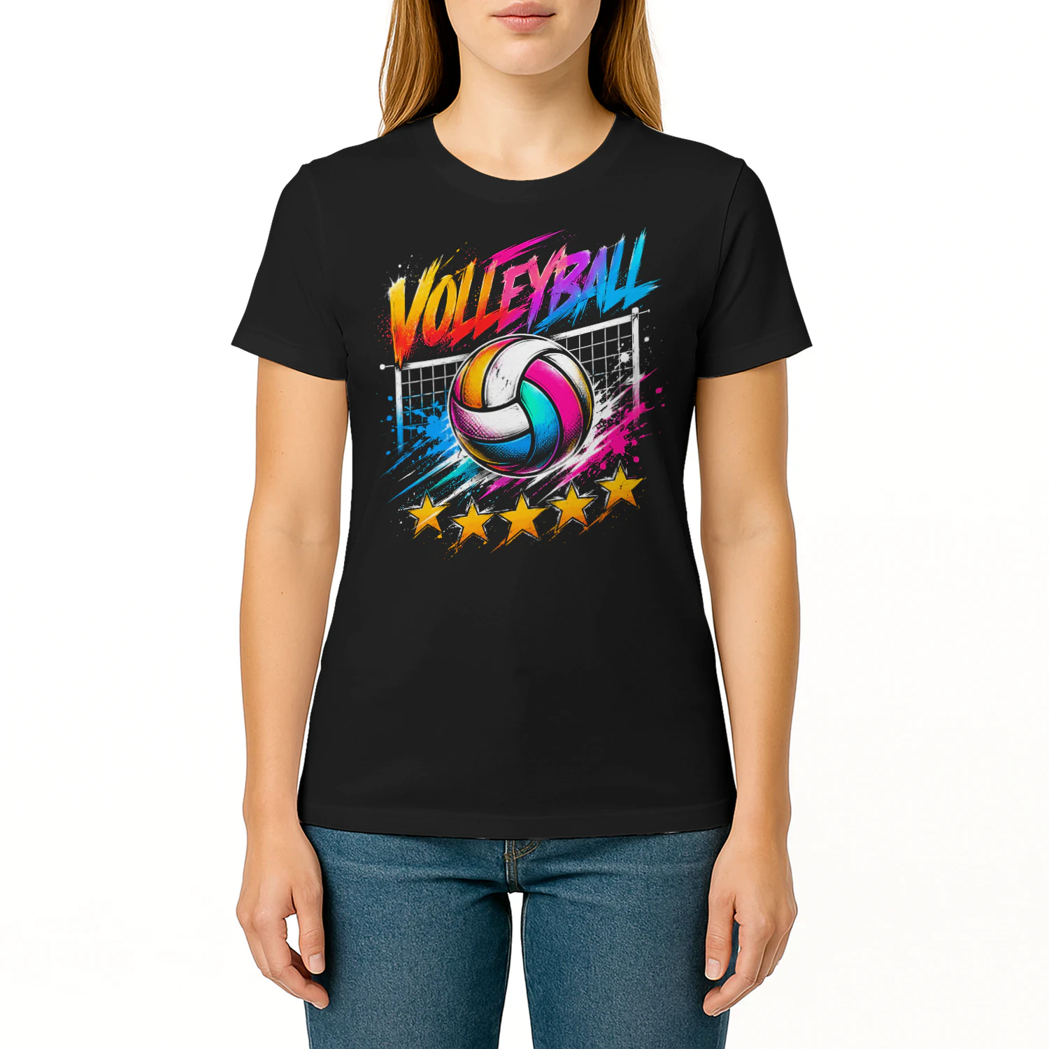 Volleyball 5 Stars Rating Colorful Style Volleyball T Shirt VOL0021