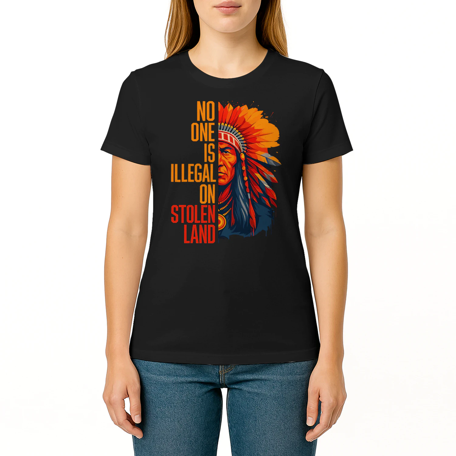 No One Is Illegal On Stolen Land Native Americans Vintage Man NA T Shirt NTA0296