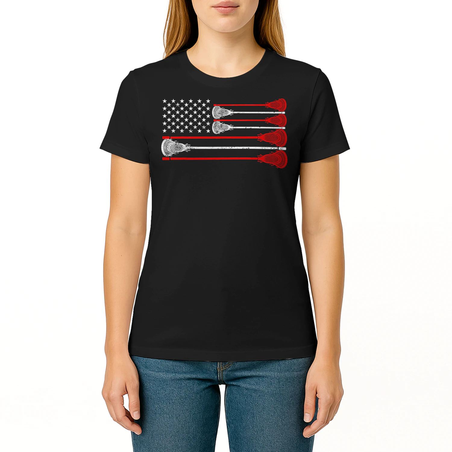 Vintage Usa American Flag Lacrosse Player Lover Patriotic Lacrosse T Shirt LAR0487
