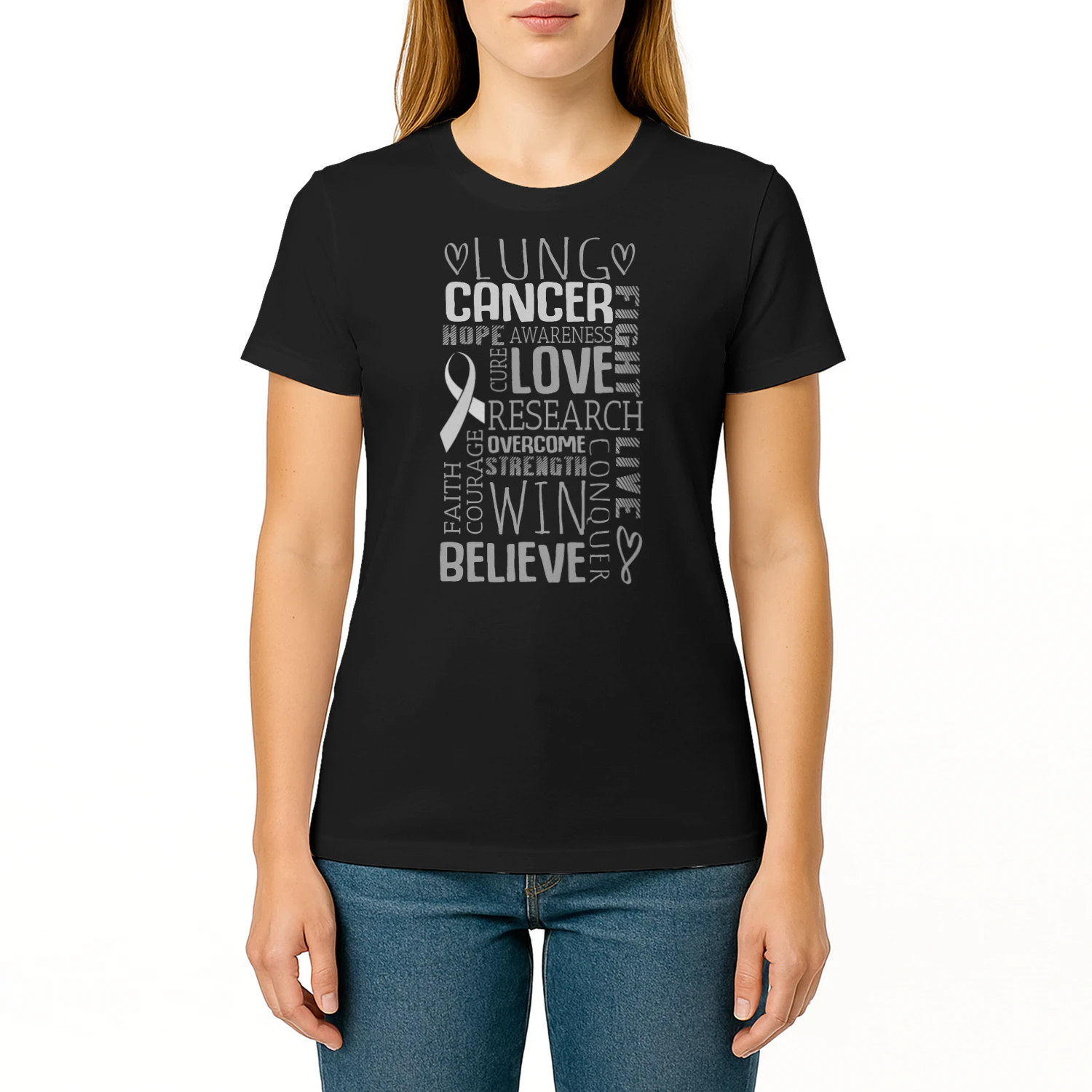 Word Cloud Lung Cancer Awareness T Shirt Women Men Gift Lung Cancer T Shirt LUC0156