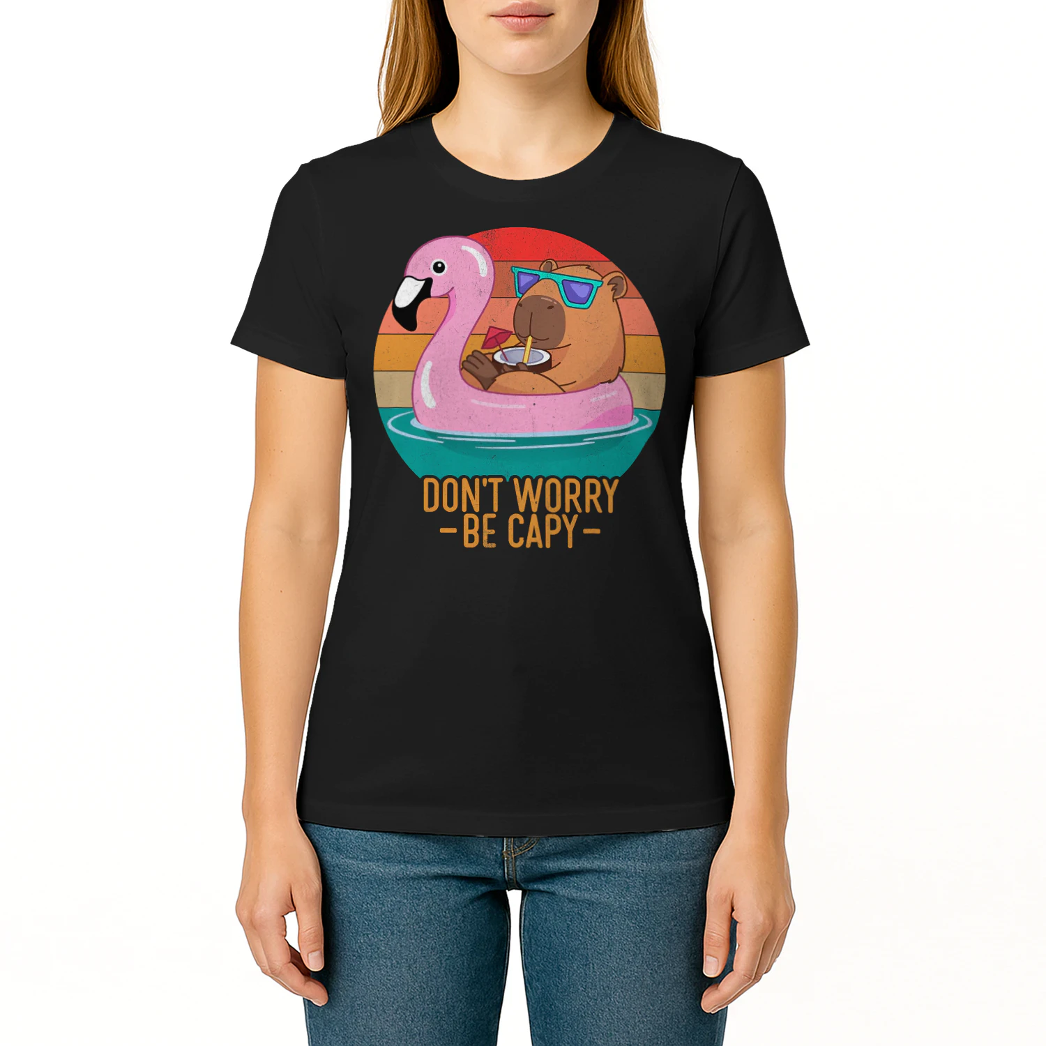 Retro Dont Worry Be Capy Kids Youth Women Men Boys Capybara T Shirt CAB0717