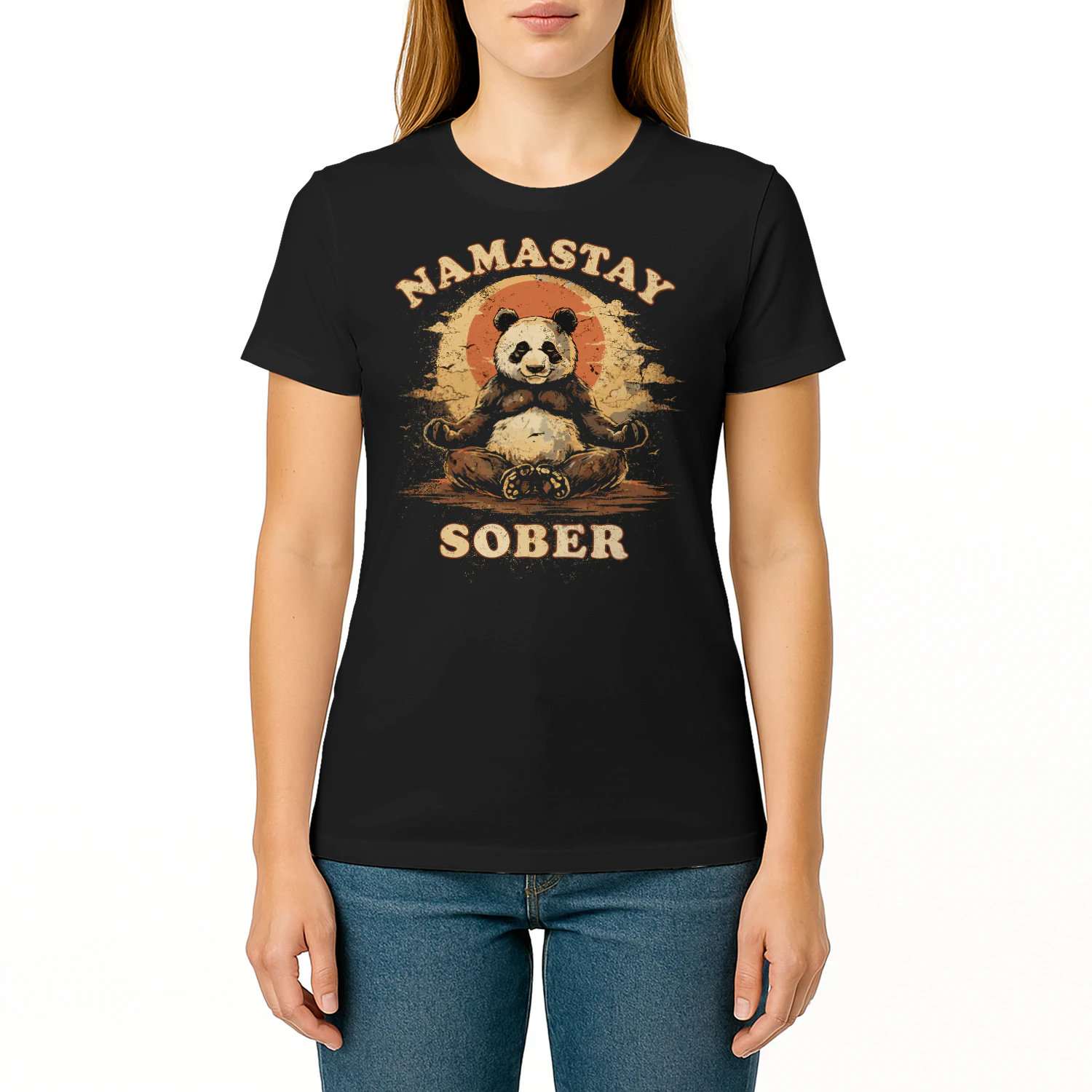 Bear Namastay Sober Na Aa Mediation Sobriety T Shirt SOB0029