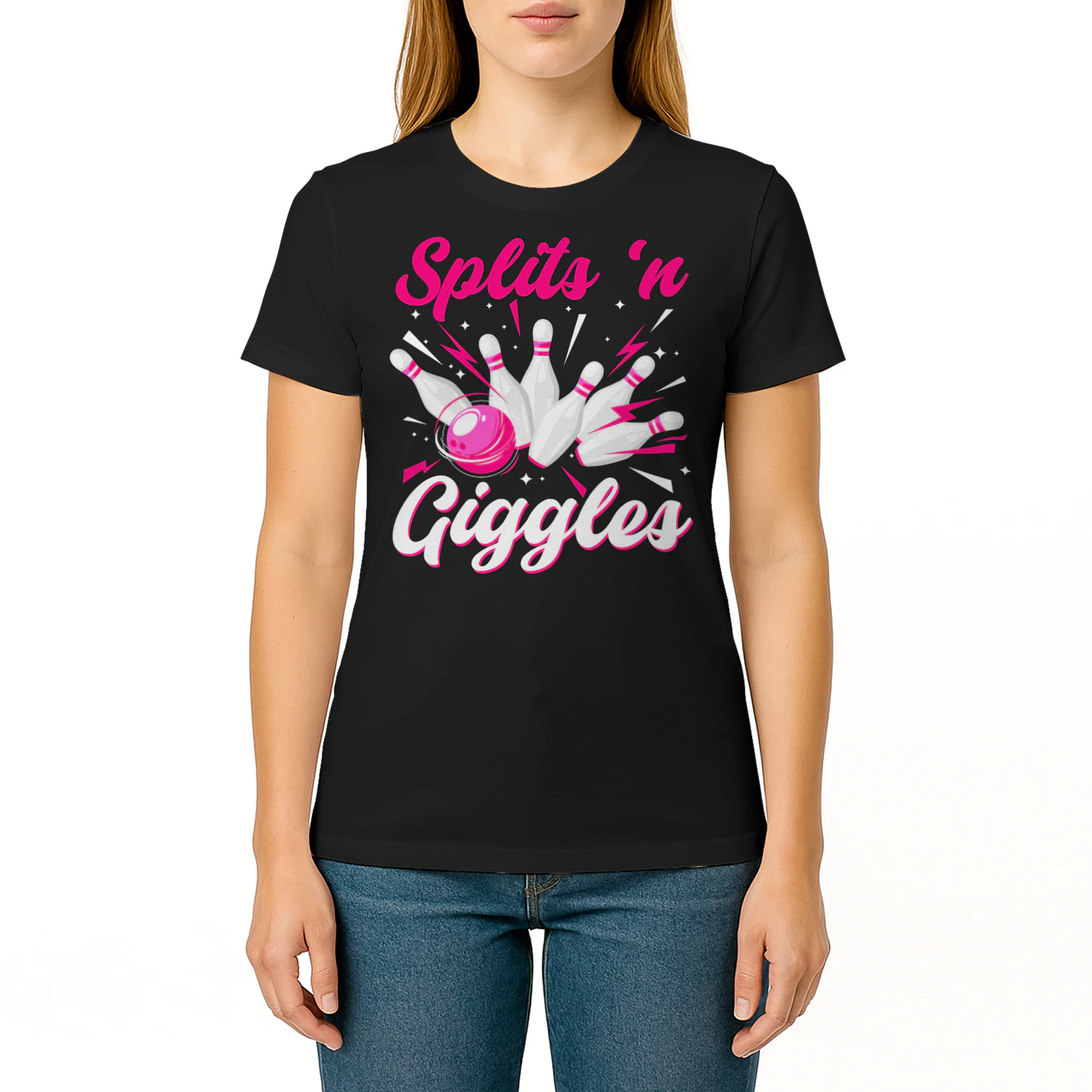 Funny Splits 'n Giggles Bowling Team Cute Bowler Women Girls T Shirt BOL1237