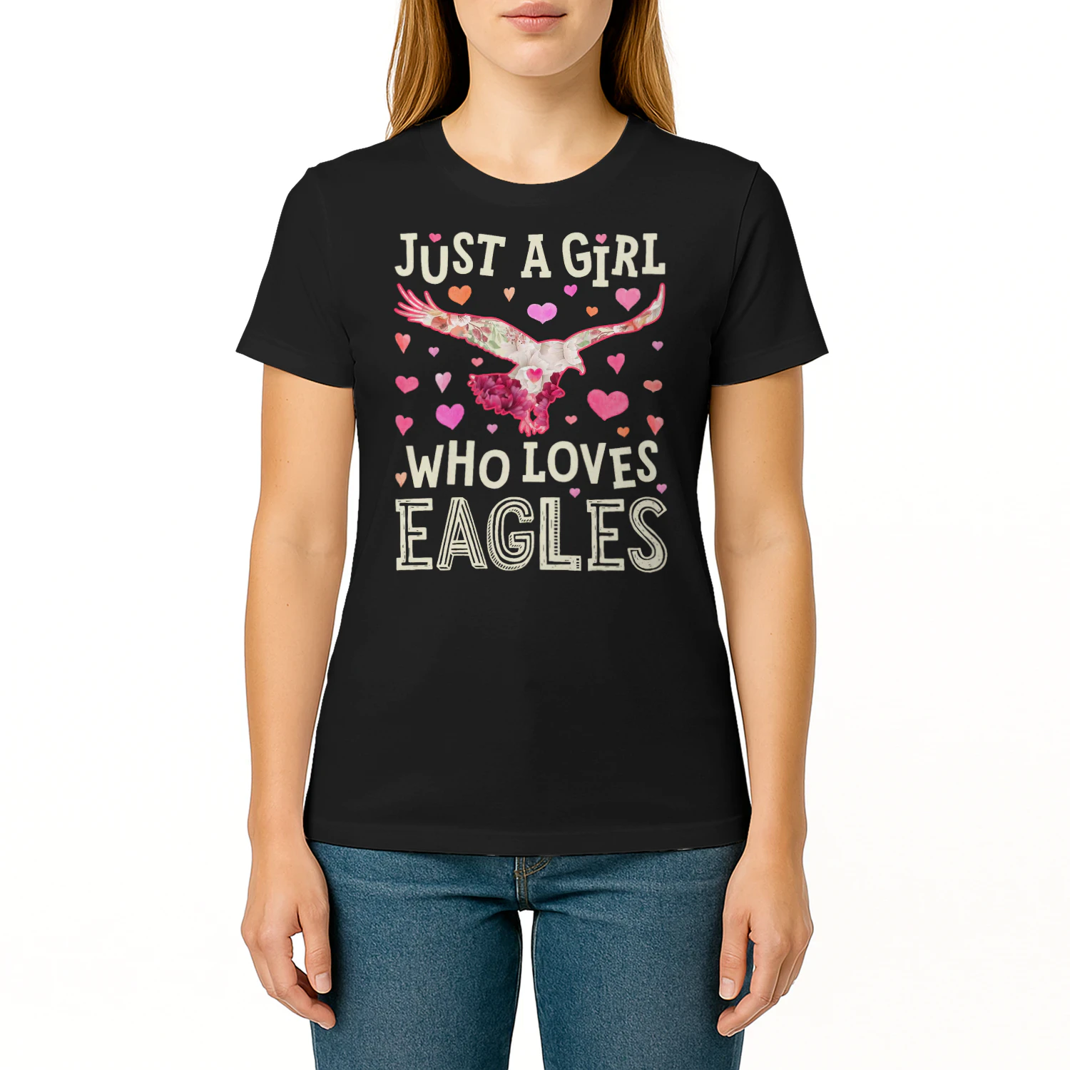 Eagle Just A Girl Who Loves Eagles Flowers Women Bird Floral Eagle T Shirt EAG0052