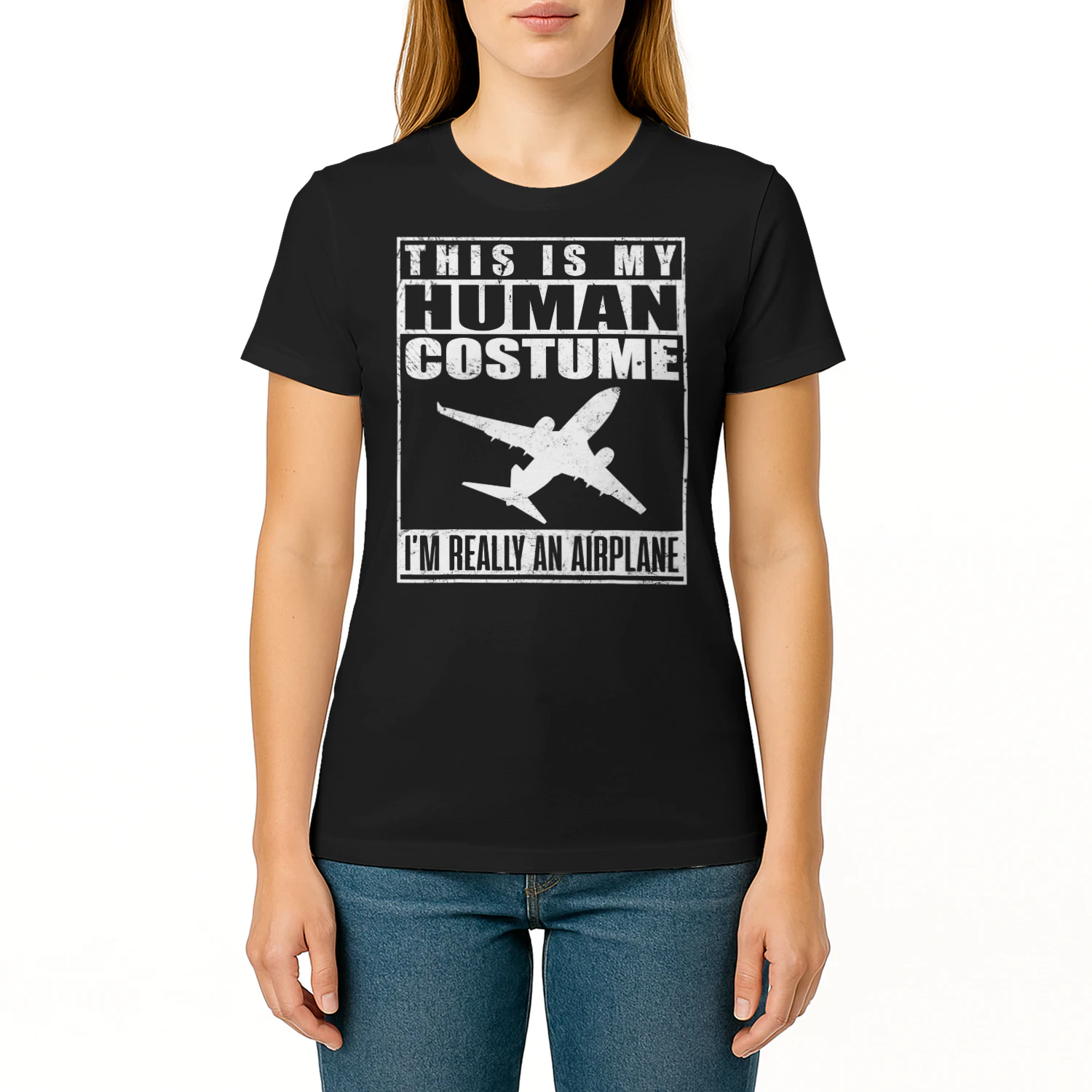This Is My Human Costume Im An Airplane Halloween Pilot Airplane T Shirt AIP0884