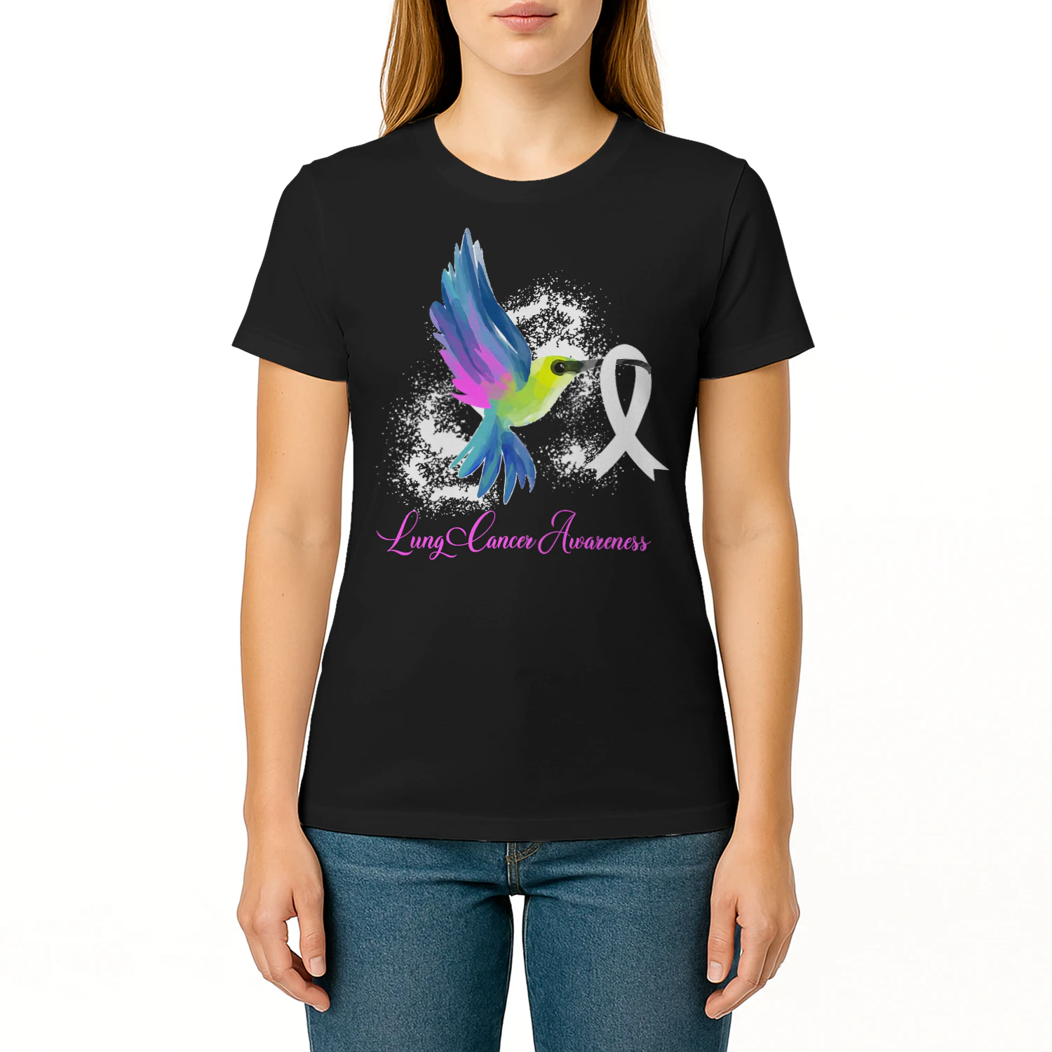 White Ribbon Lung Cancer Survivor Gift Lung Cancer Awareness Lung Cancer T Shirt LUC0151